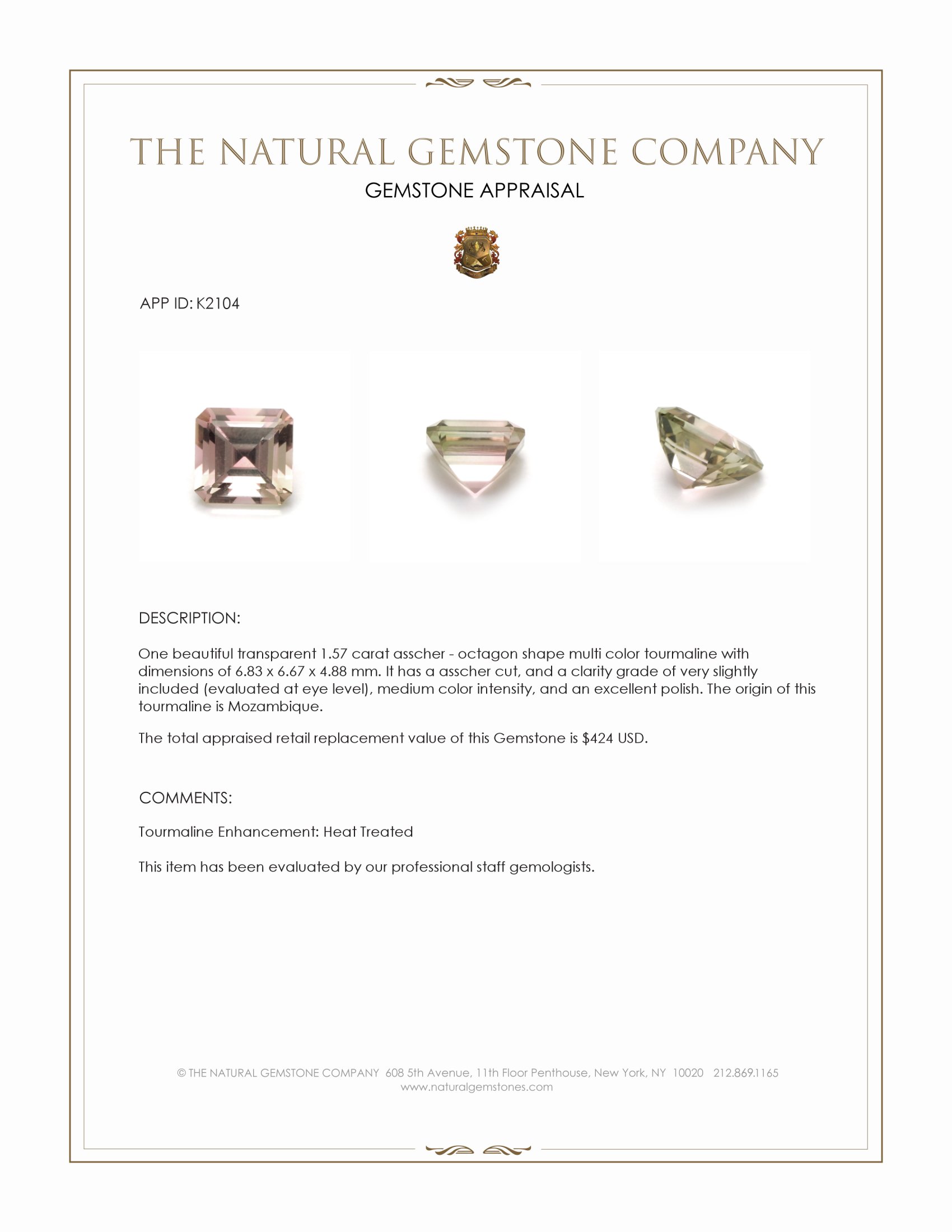 1.57 Ct. Tourmaline from Mozambique