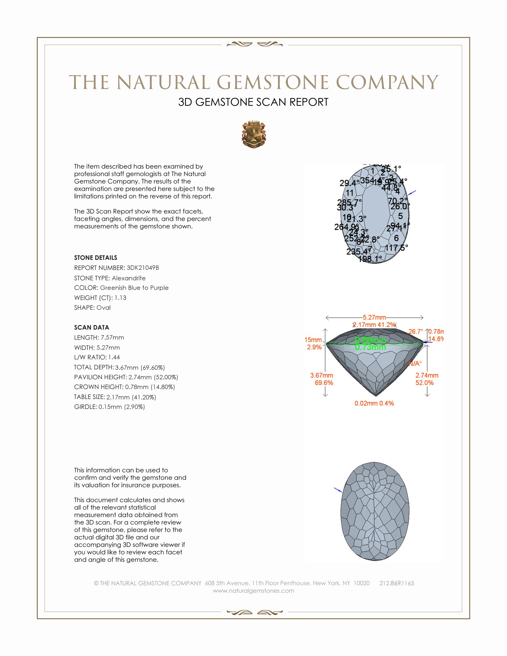 1.13 Ct. Alexandrite from Brazil