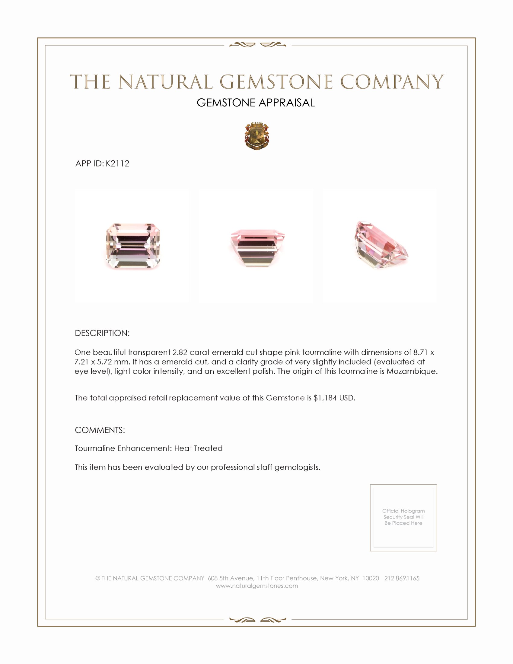 2.82 Ct. Tourmaline from Mozambique