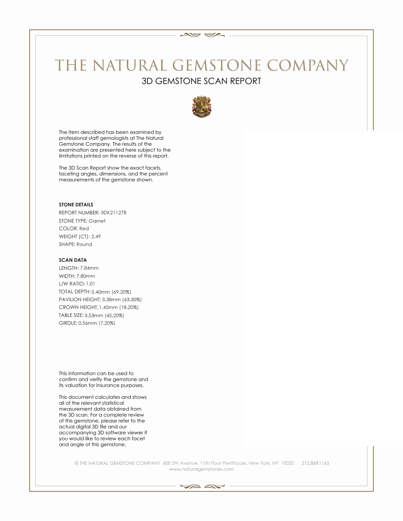 2.49 Ct. Garnet from Ceylon (Sri Lanka)