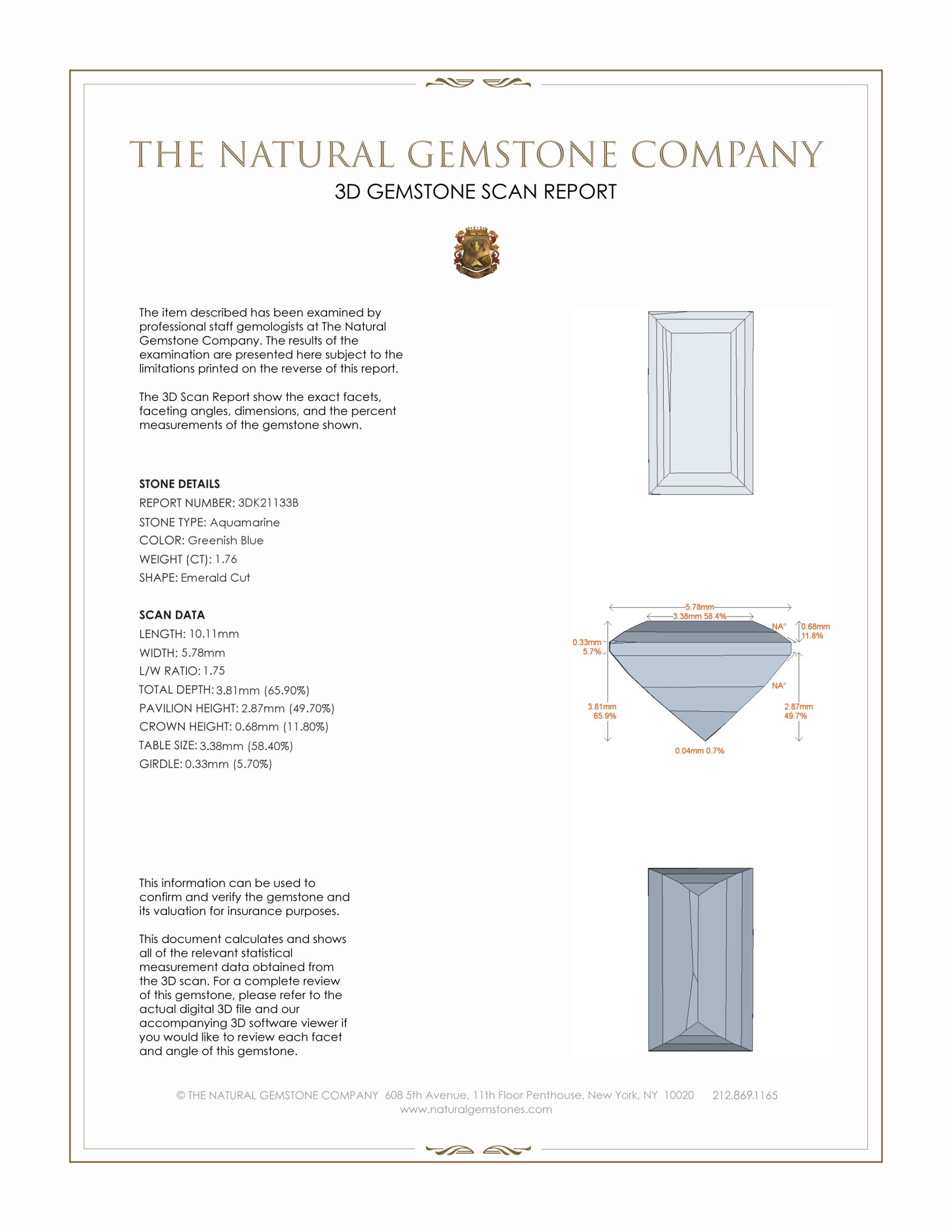 1.76 Ct. Aquamarine from Ceylon (Sri Lanka)