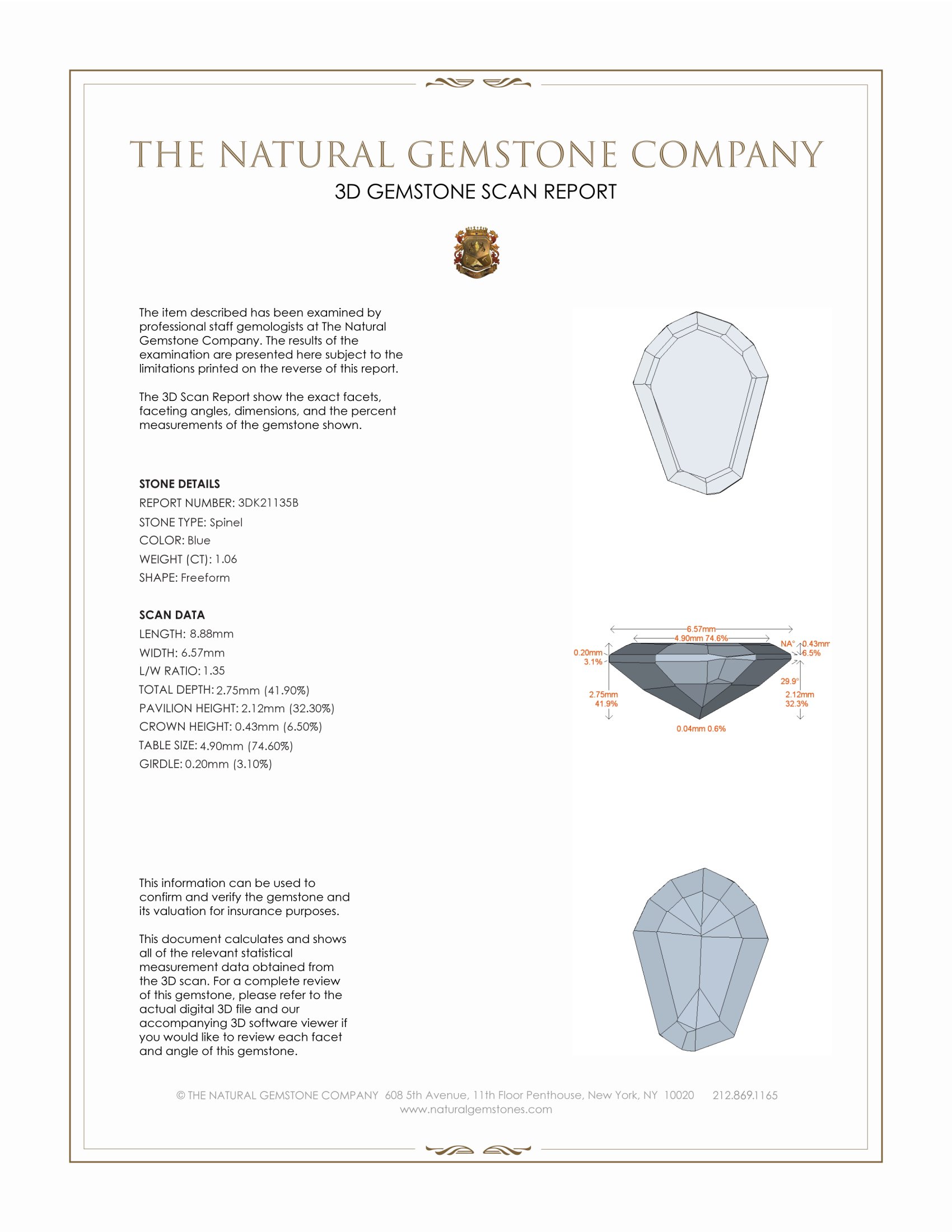 1.06 Ct. Spinel from Ceylon (Sri Lanka)