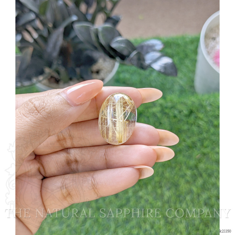 33.09 Ct. Yellow Cabochon Rutilated Quartz from Madagascar