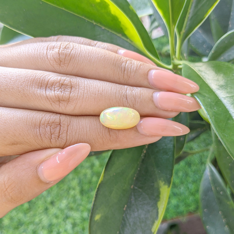 5.34 Ct. Multi Color Cabochon White Opal from Ethiopia