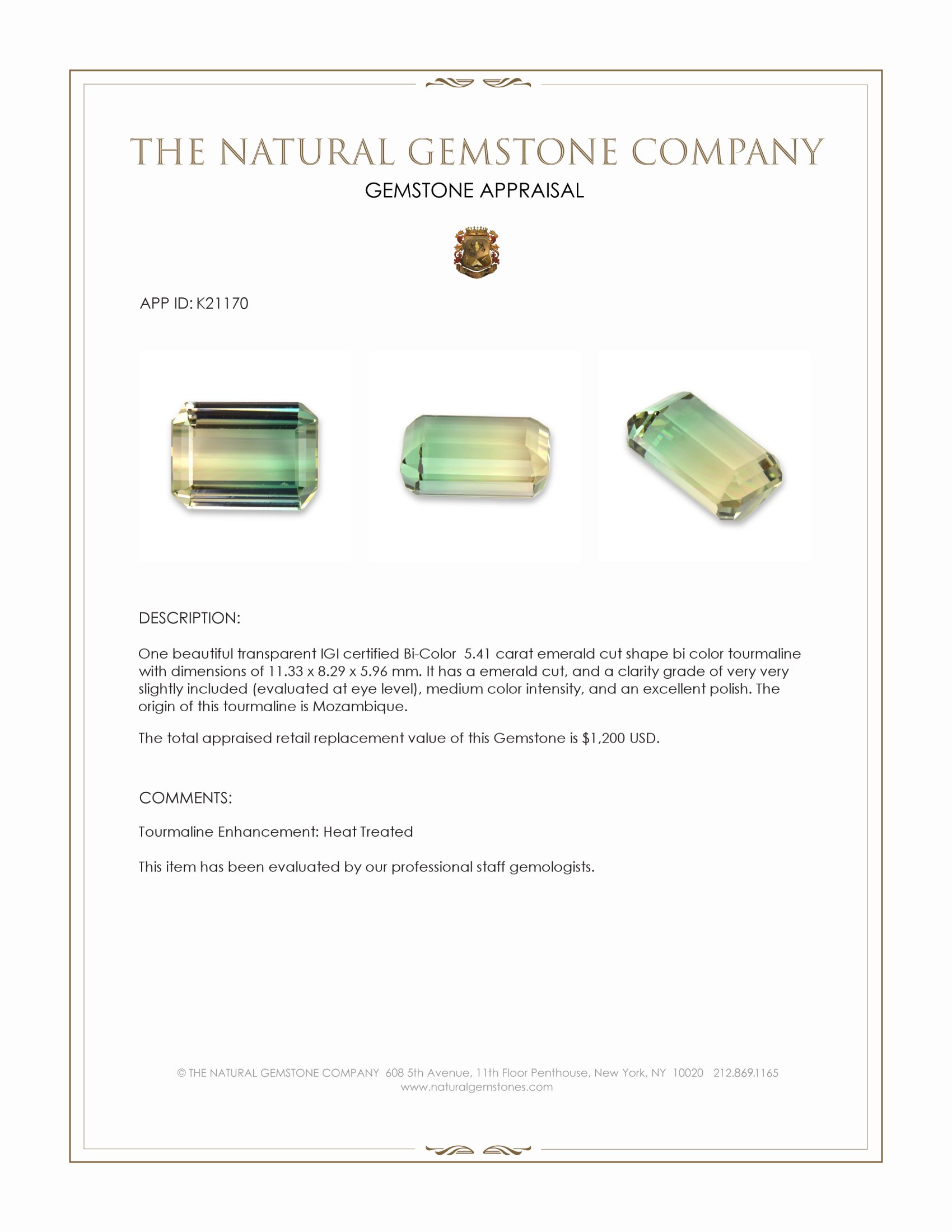 5.41 Ct. Bi Color Tourmaline from Mozambique