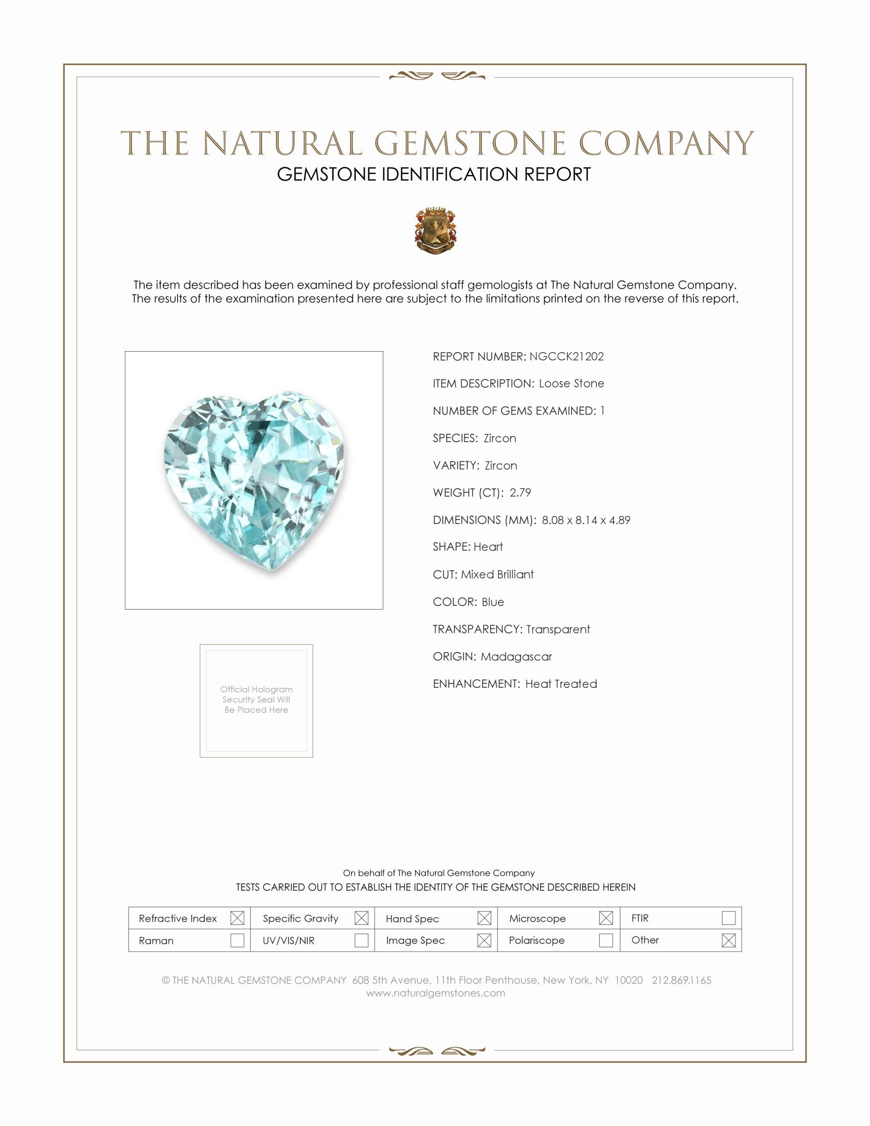 2.79 Ct. Zircon from Madagascar