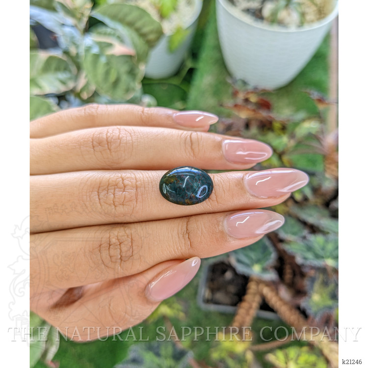 8.16 Ct. Green with Red Spots Cabochon Bloodstone (Heliotrope) from Madagascar