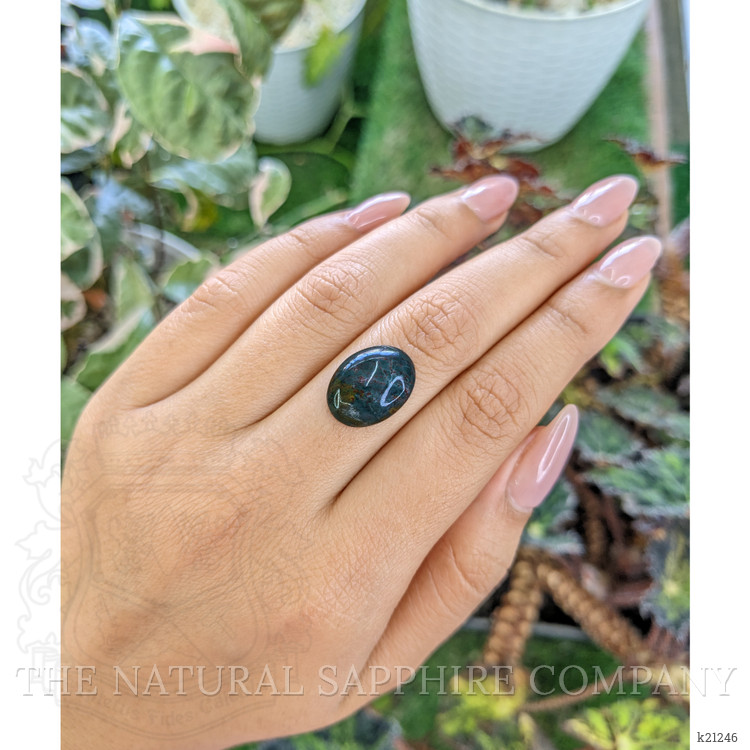 8.16 Ct. Green with Red Spots Cabochon Bloodstone (Heliotrope) from Madagascar