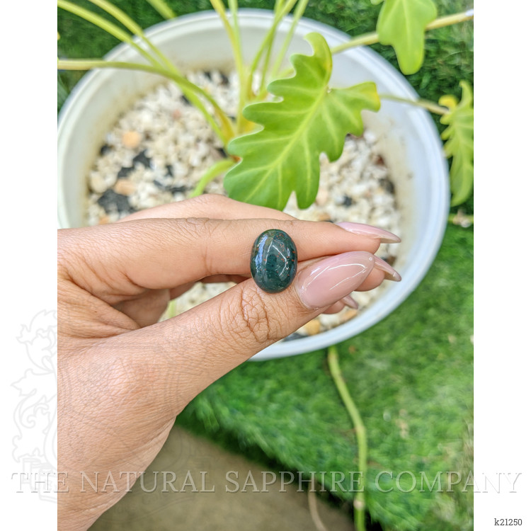 7.65 Ct. Green with Red Spots Cabochon Bloodstone (Heliotrope) from Brazil