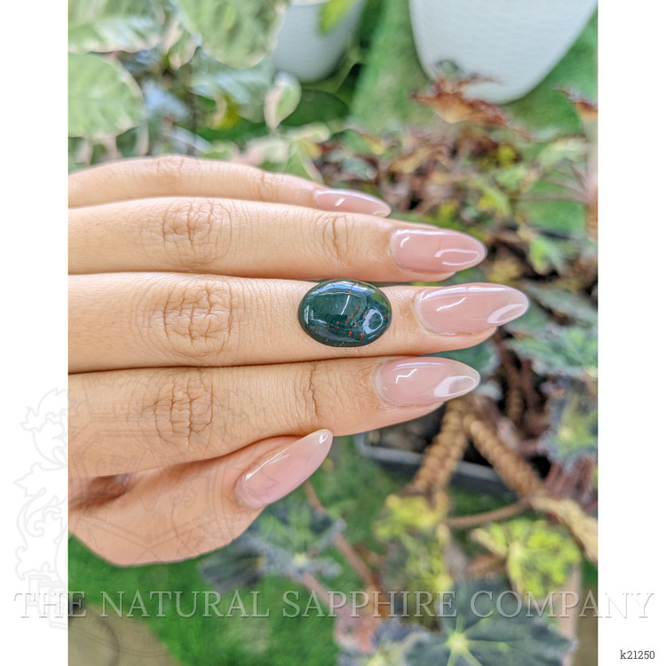 7.65 Ct. Green with Red Spots Cabochon Bloodstone (Heliotrope) from Brazil