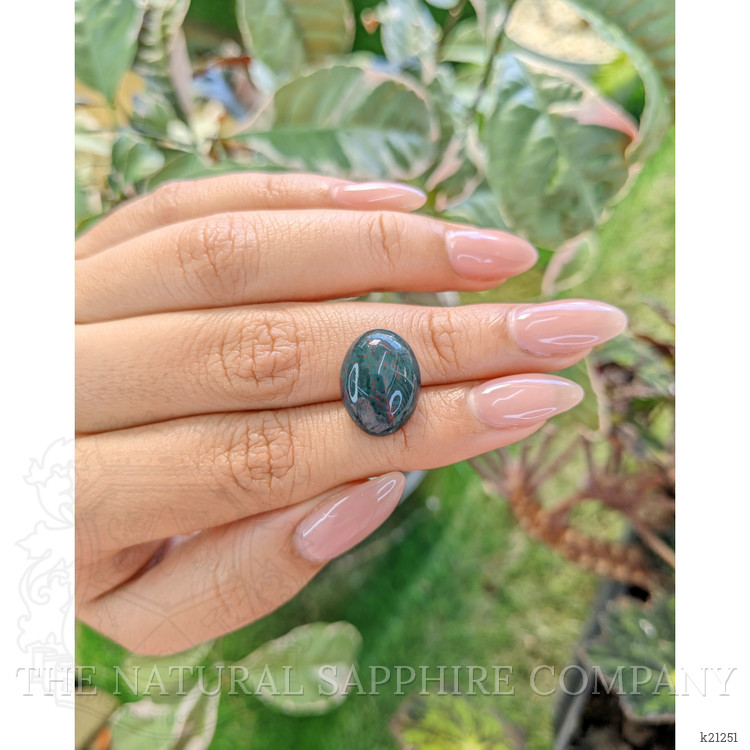 9.17 Ct. Green with Red Spots Cabochon Bloodstone (Heliotrope) from Brazil
