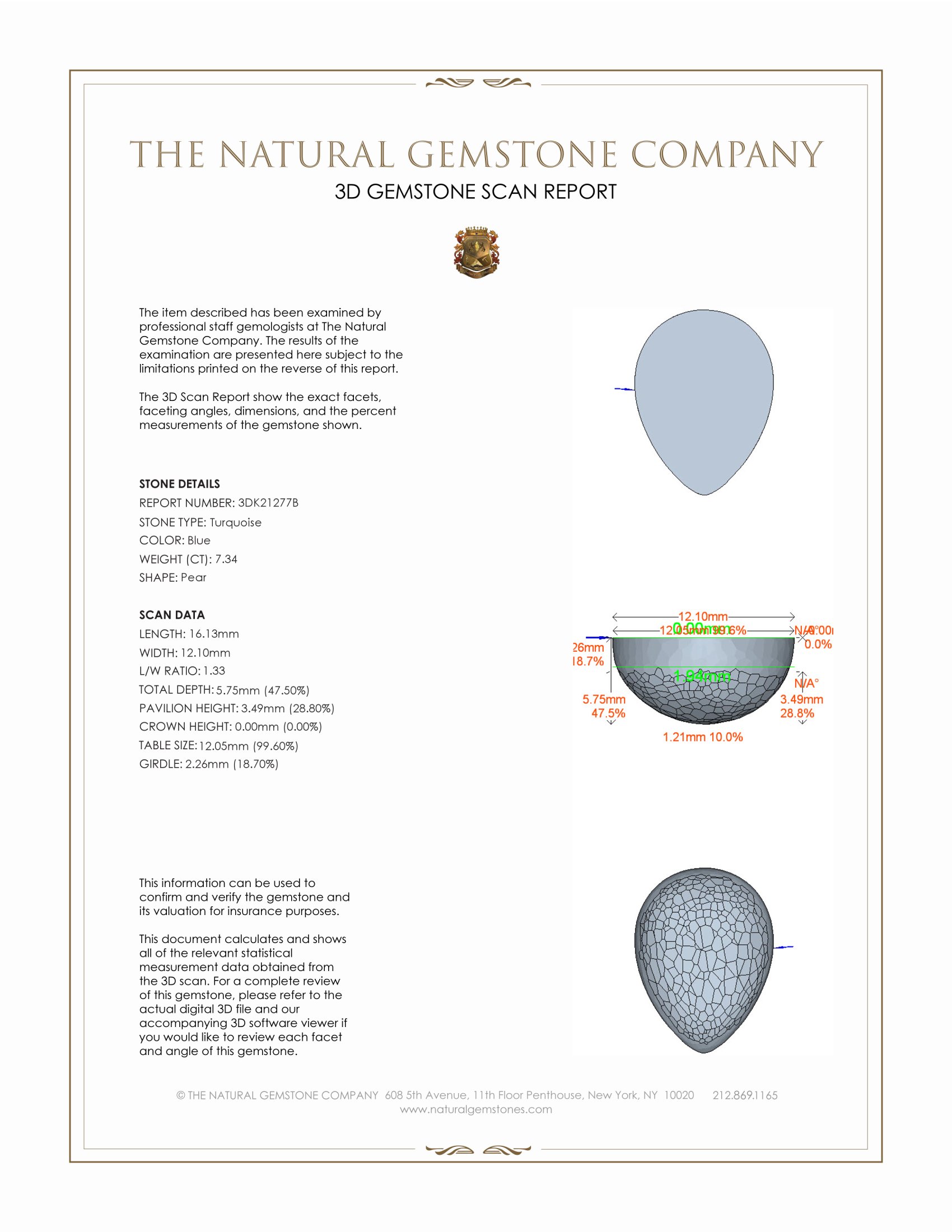 7.34 Ct. Cabochon Turquoise from USA