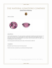 1.29 Ct. Purplish Pink Rhodolite Garnet from Ceylon (Sri Lanka) Appraisal