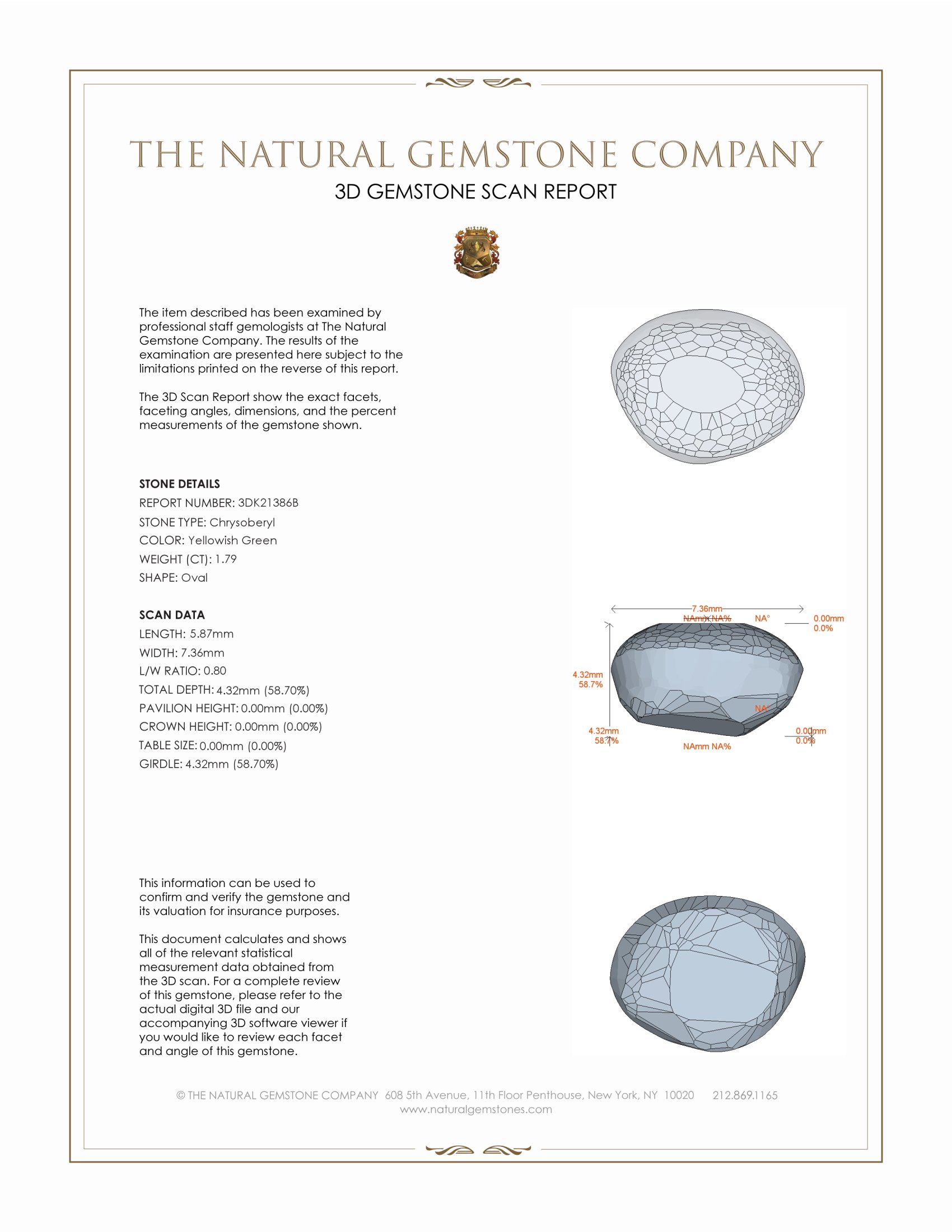 1.79 Ct. Cabochon Chrysoberyl from Tanzania