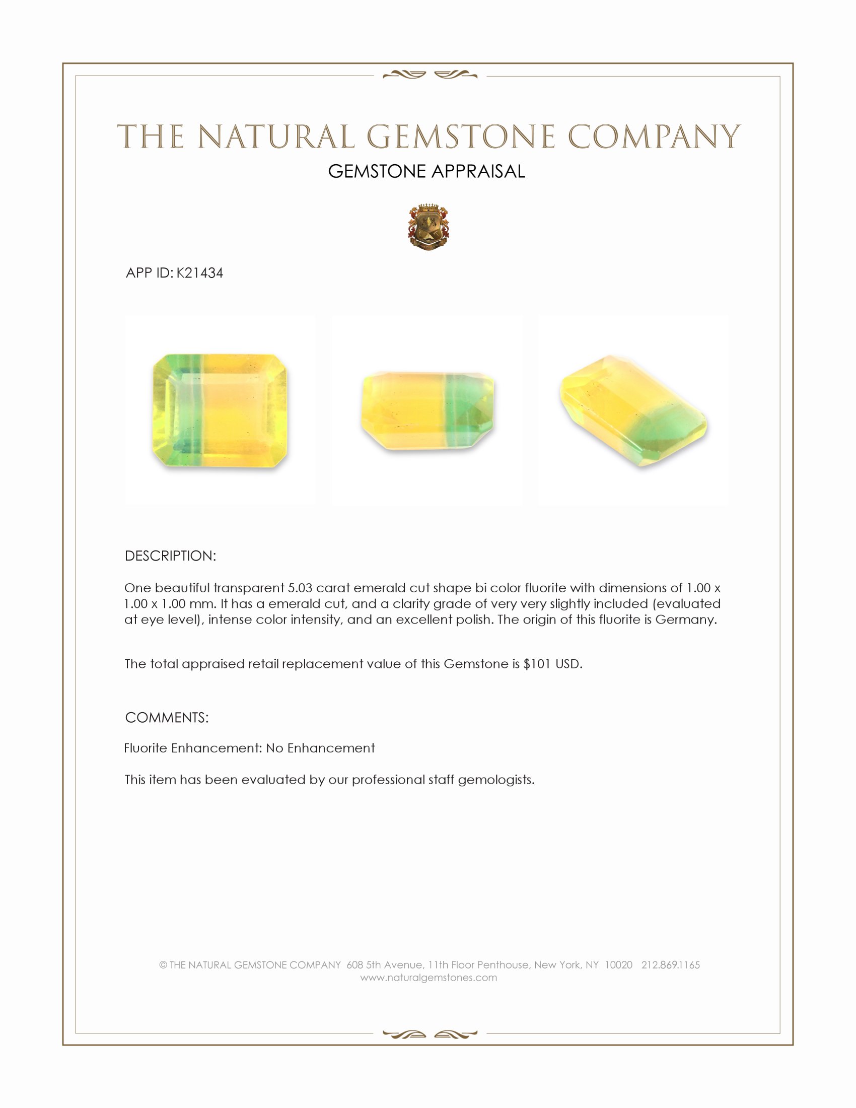 5.03 Ct. Fluorite from China