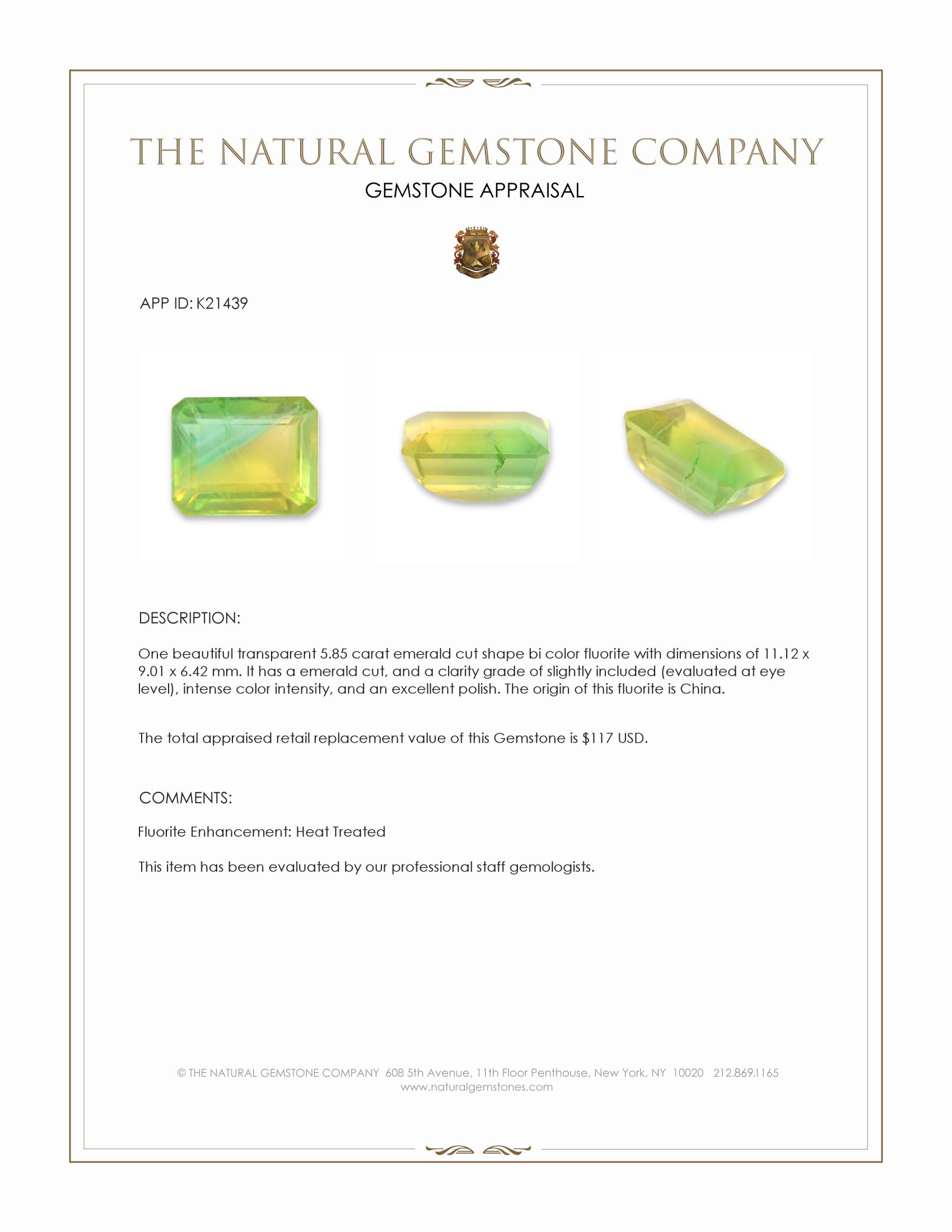 5.85 Ct. Fluorite from China