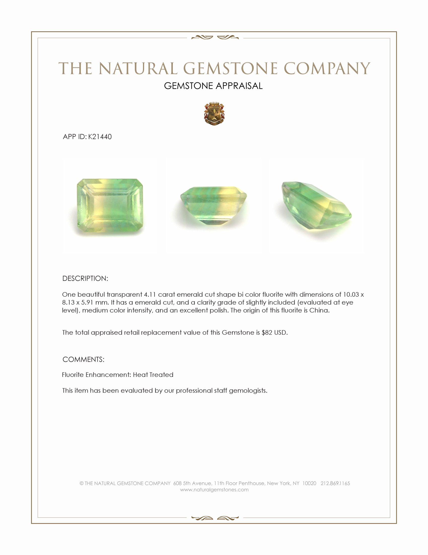 4.11 Ct. Fluorite from China