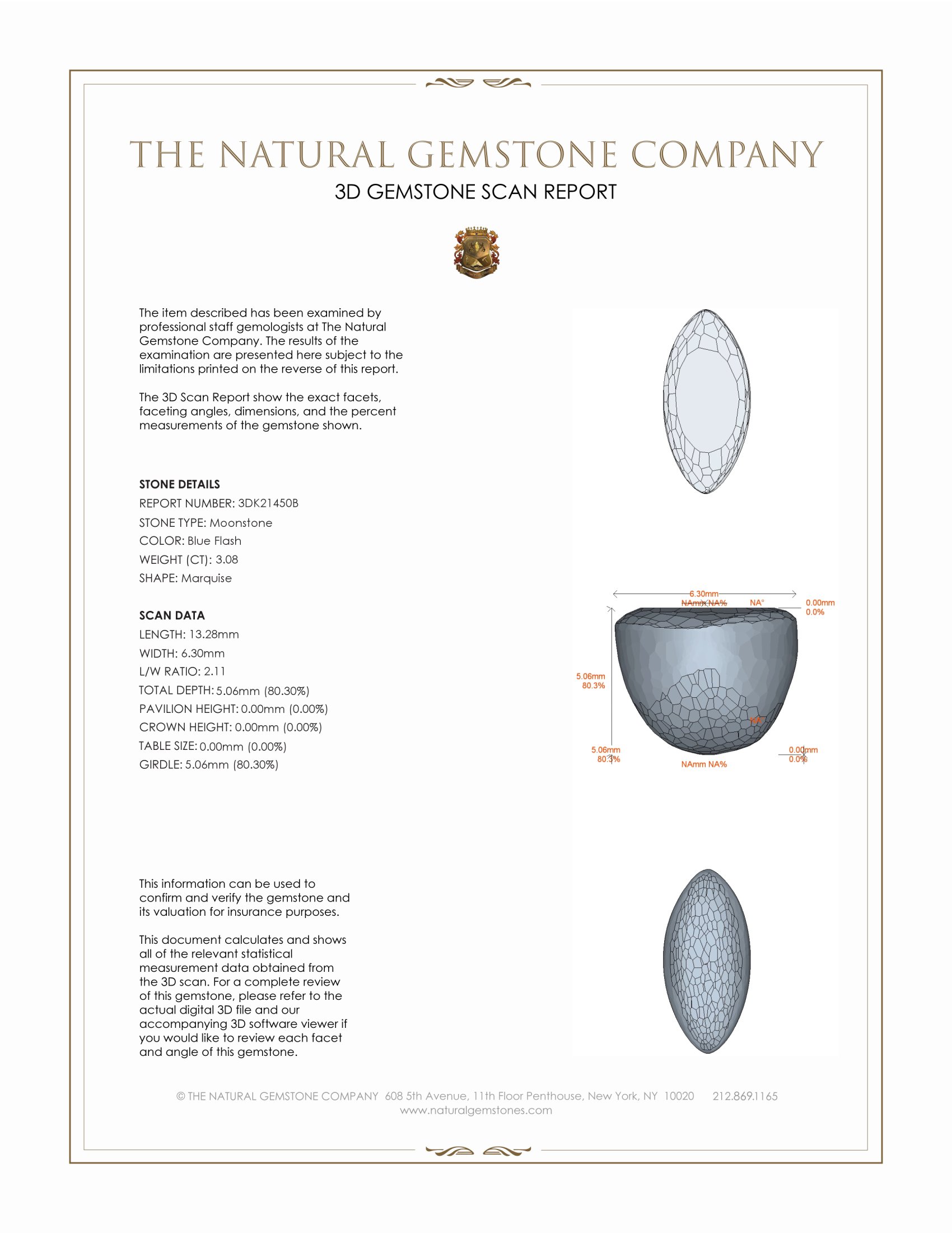 3.08 Ct. Cabochon Moonstone from Ceylon (Sri Lanka)