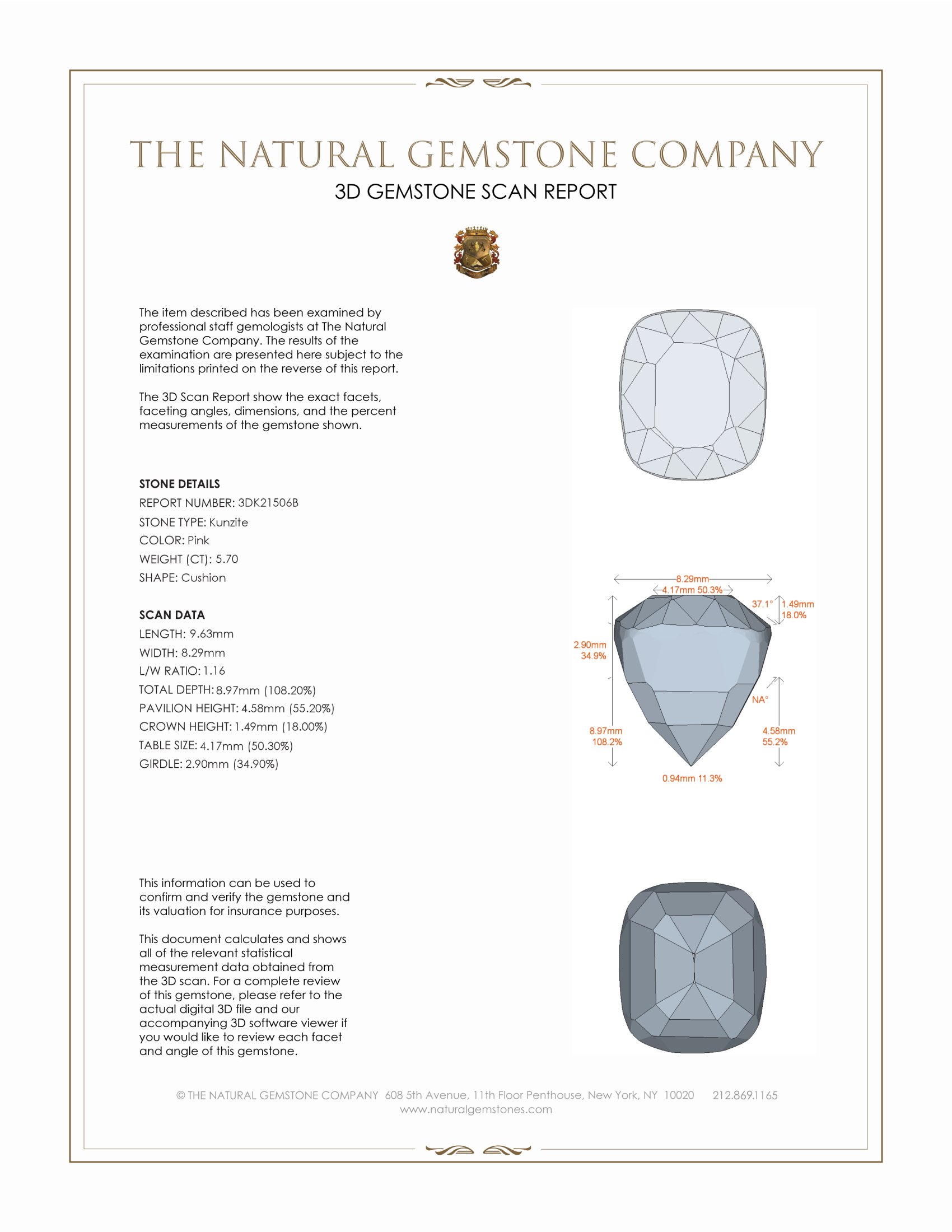 5.70 Ct. Kunzite from Afghanistan