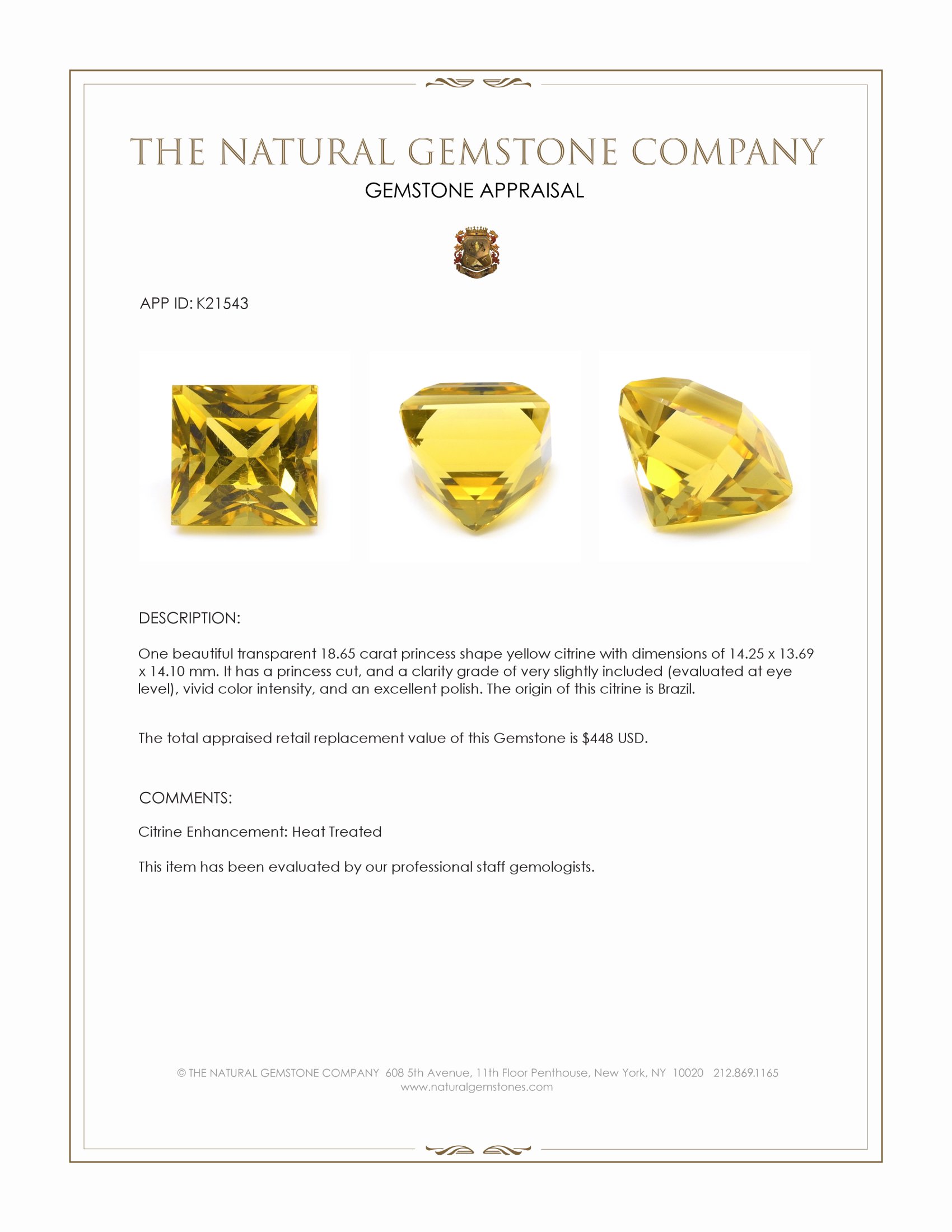 18.65 Ct. Citrine from Brazil