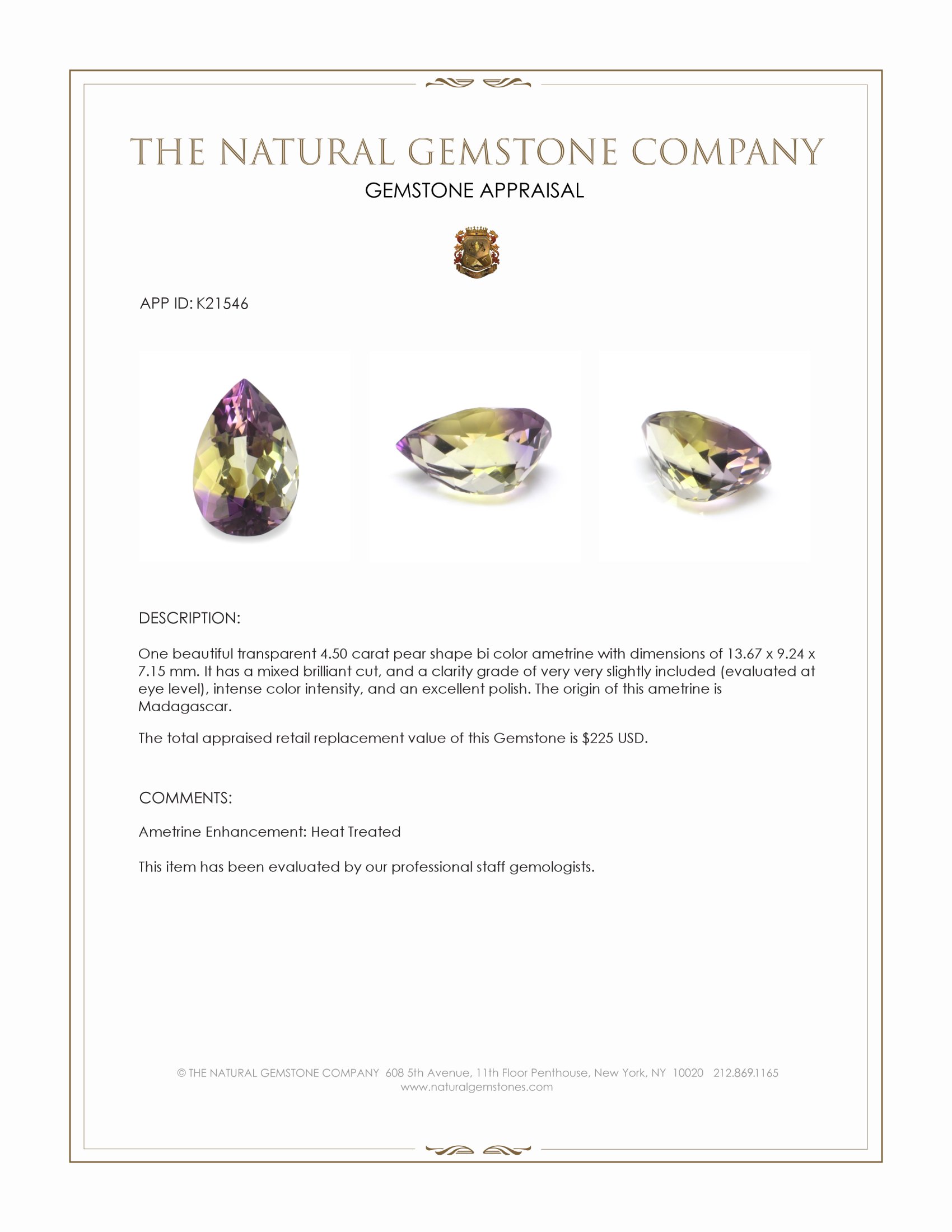 4.50 Ct. Bi Color Ametrine from Madagascar