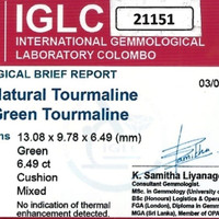 6.49 Ct. Yellowish Green Tourmaline from Ceylon (Sri Lanka) Scan Report