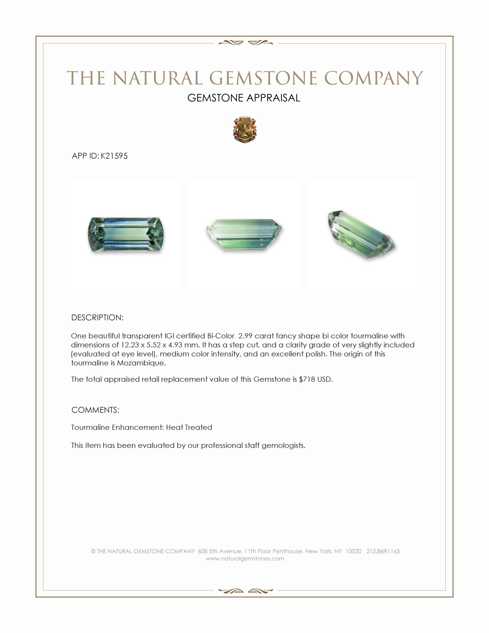 2.99 Ct. Tourmaline from Mozambique