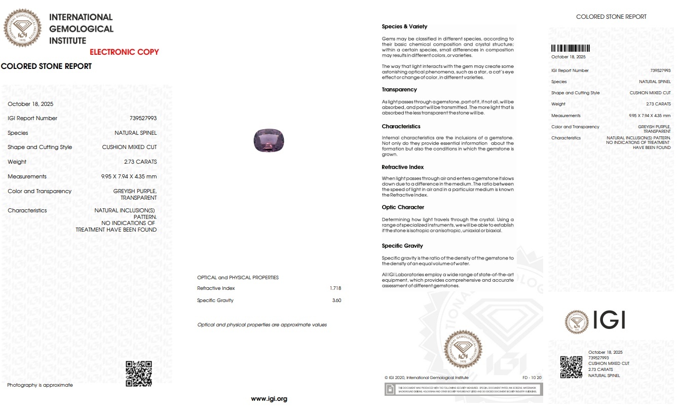 2.73 Ct. Spinel from Burma (Myanmar)