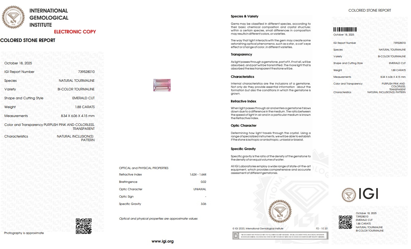 1.88 Ct. Tourmaline from Tanzania