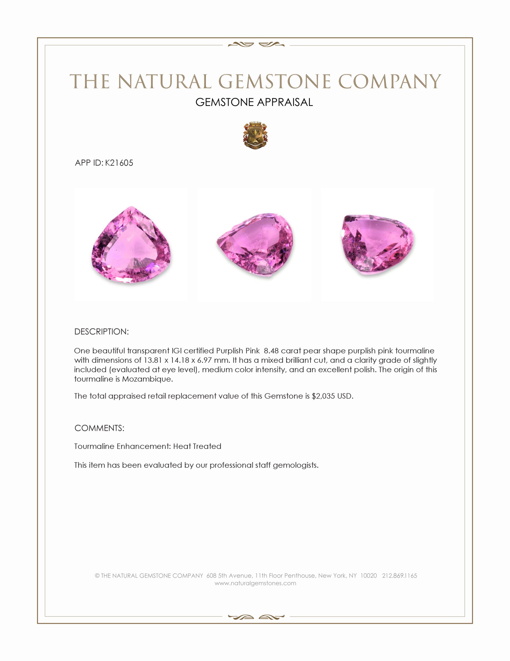 8.48 Ct. Tourmaline from Mozambique