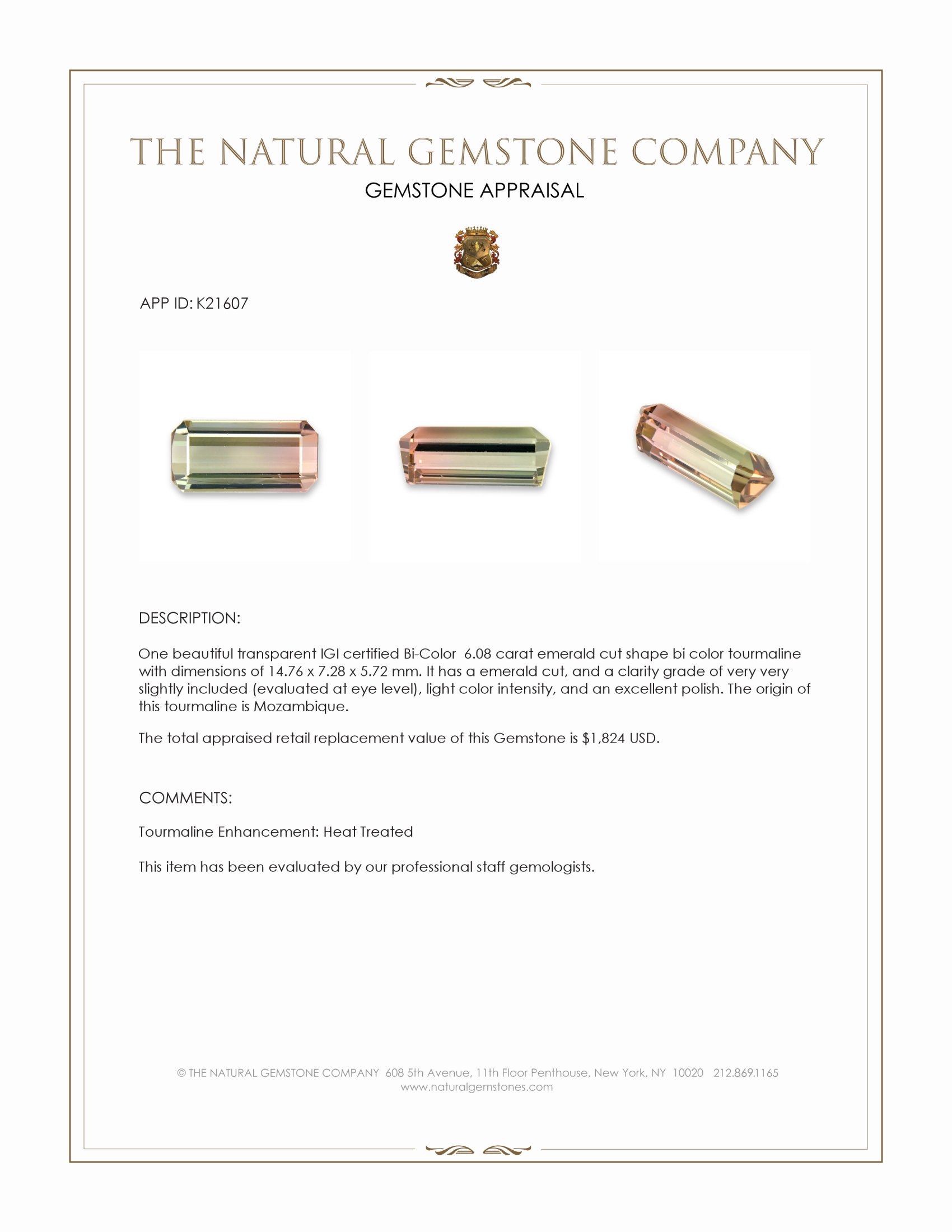 6.08 Ct. Tourmaline from Mozambique