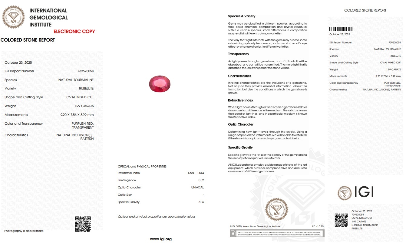 1.99 Ct. Rubellite Tourmaline from Mozambique