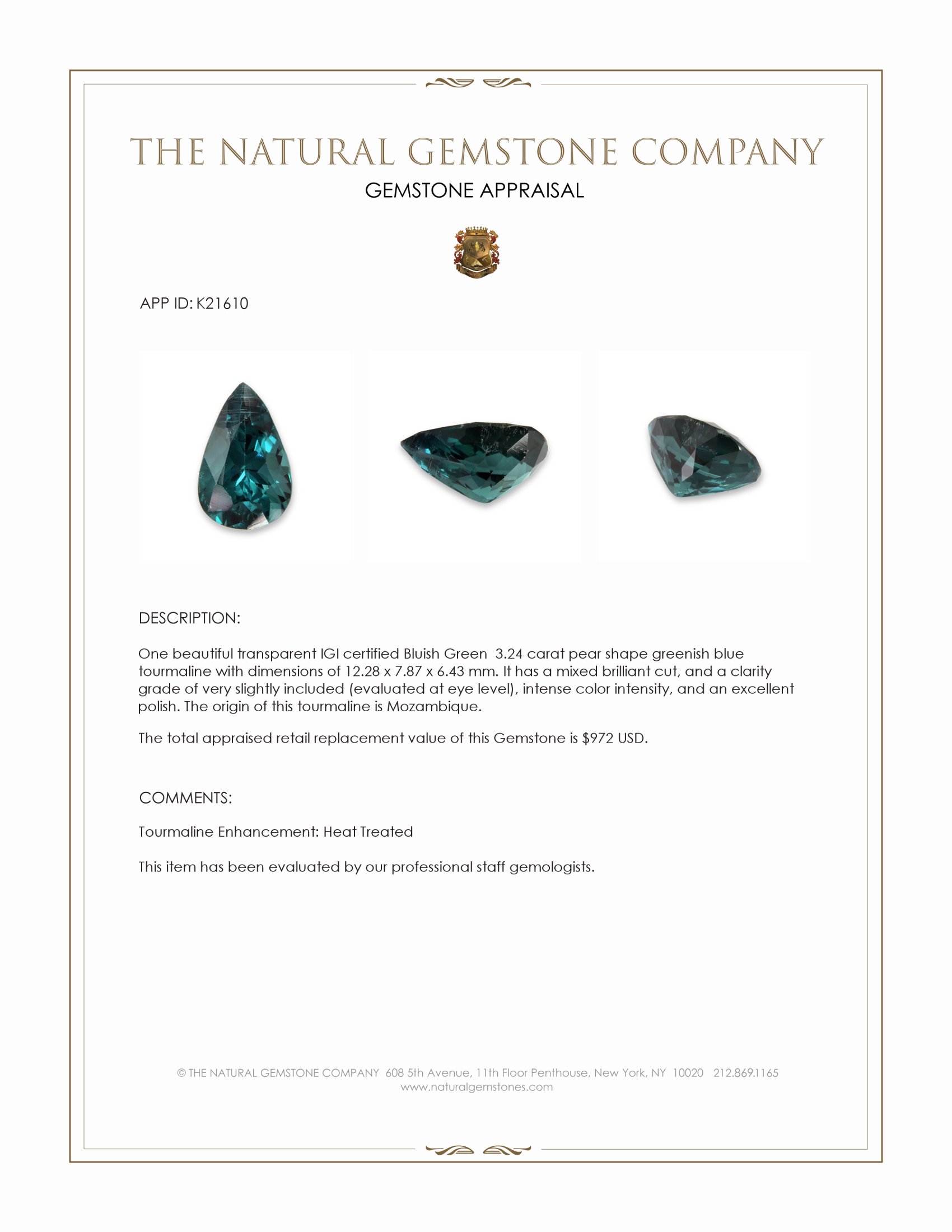 3.24 Ct. Tourmaline from Mozambique