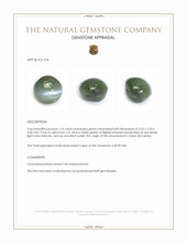 1.16 Ct. Green Cabochon Chrysoberyl from Ceylon (Sri Lanka) Appraisal