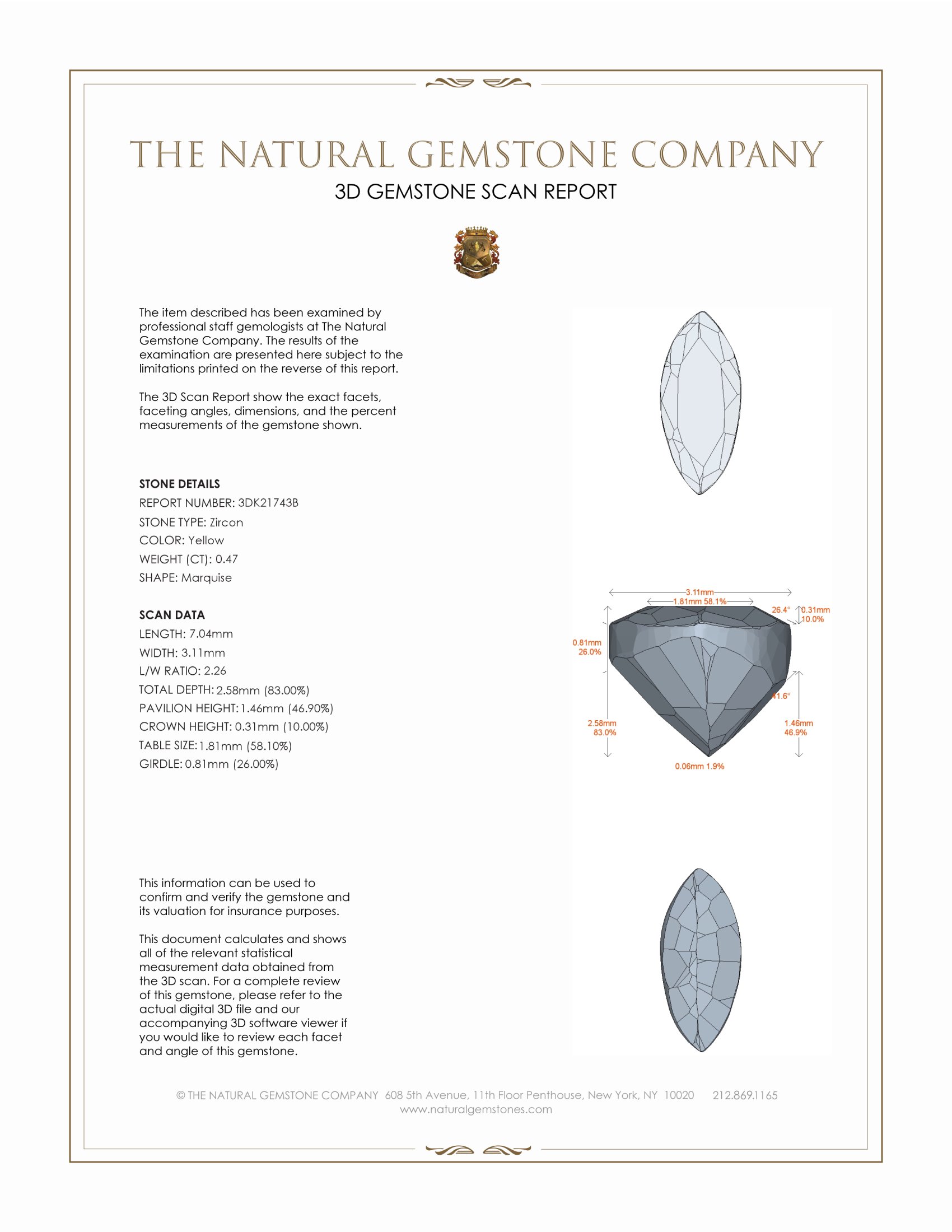 0.47 Ct. Zircon from Ceylon (Sri Lanka)