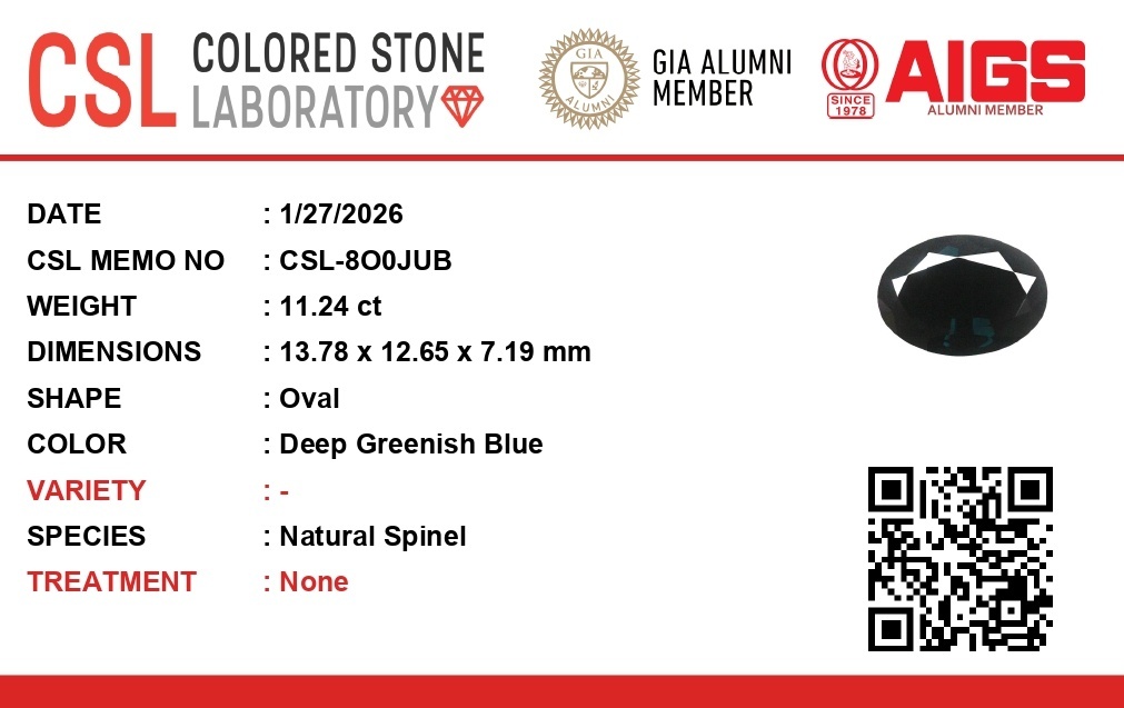 11.29 Ct. Spinel from Ceylon (Sri Lanka)