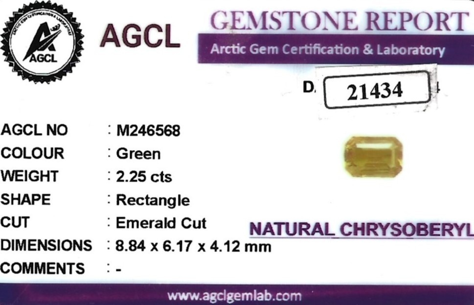 2.25 Ct. Green Chrysoberyl from Ceylon (Sri Lanka)