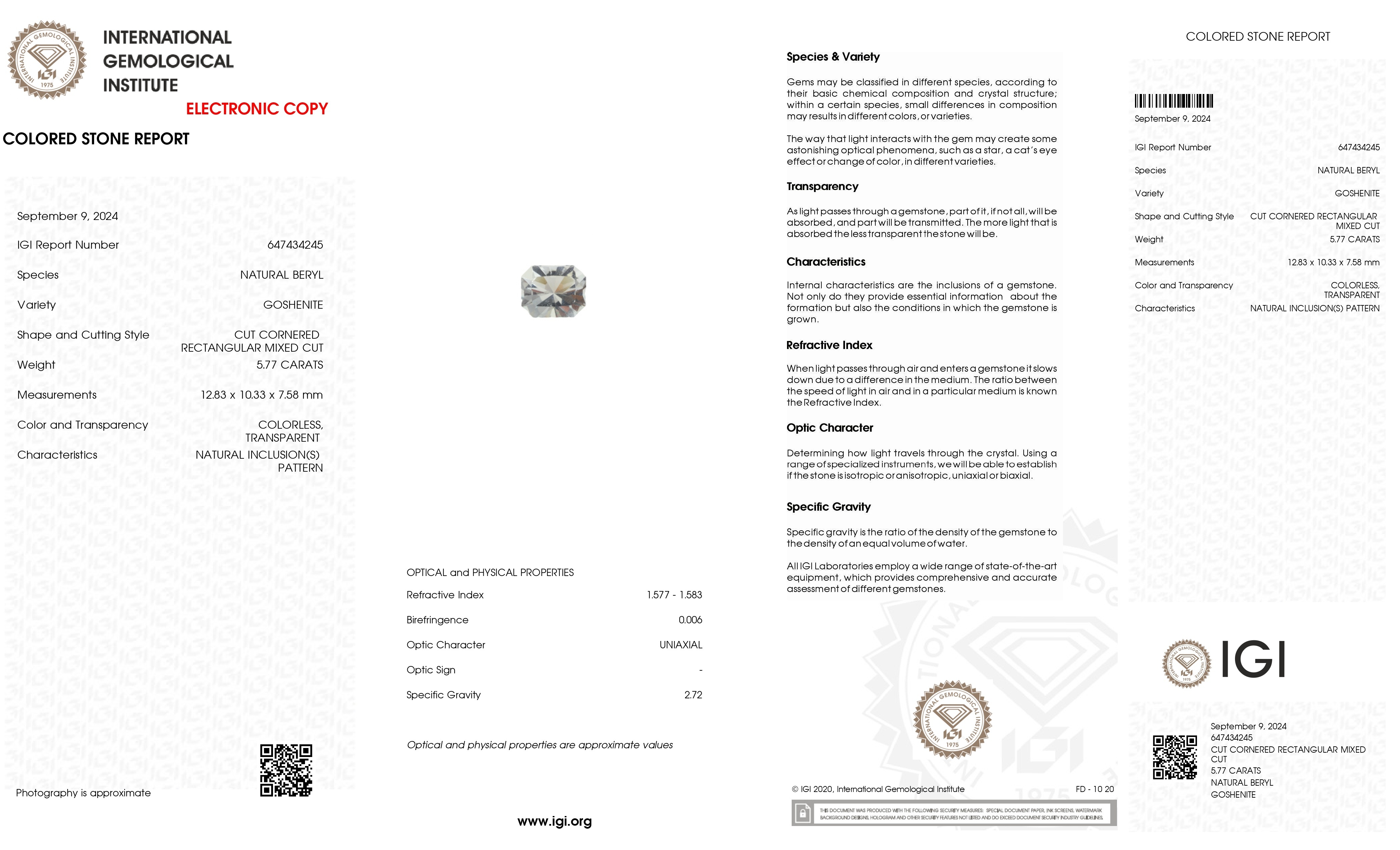5.77 Ct. Goshenite from Brazil