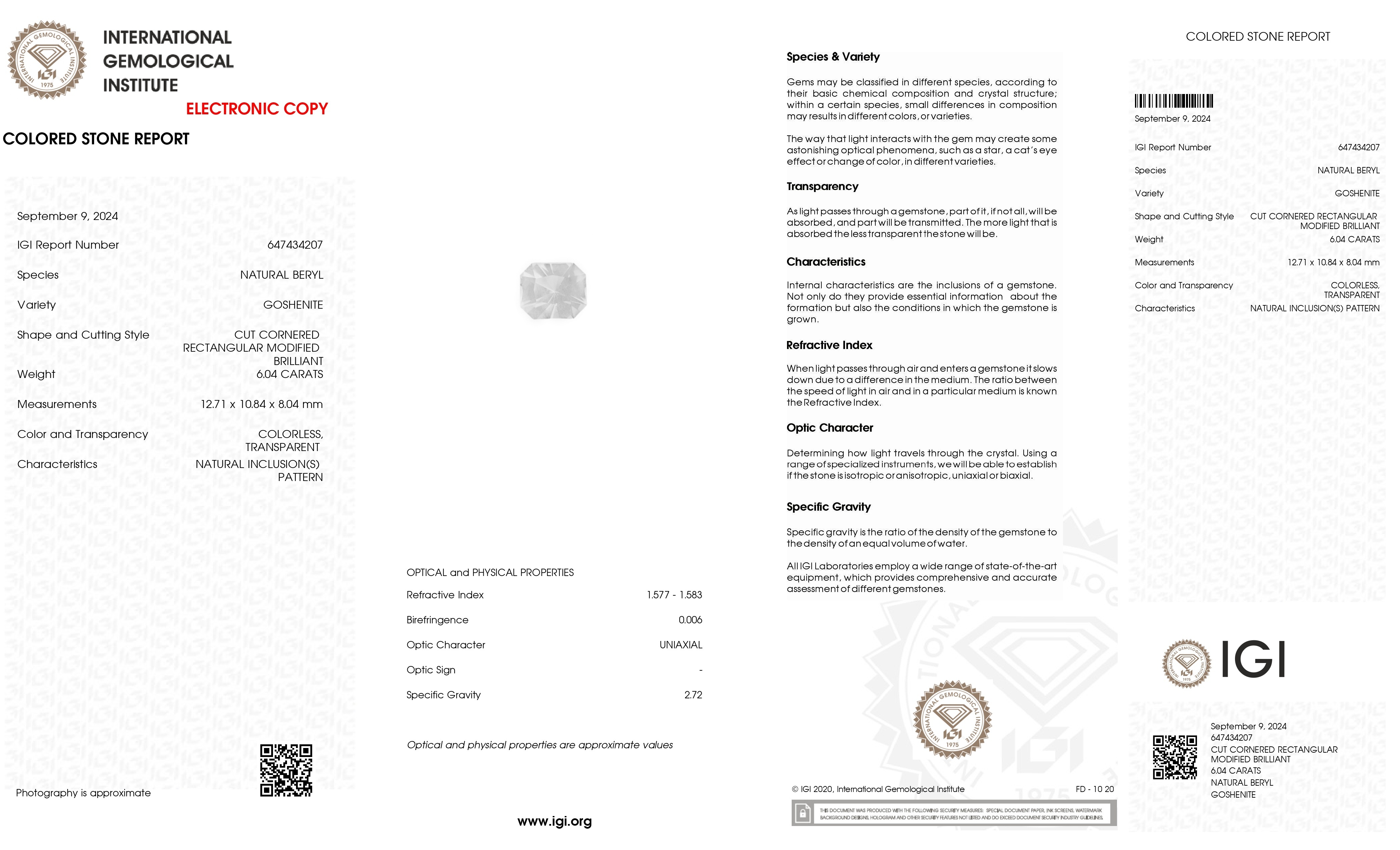 6.04 Ct. Goshenite from Brazil