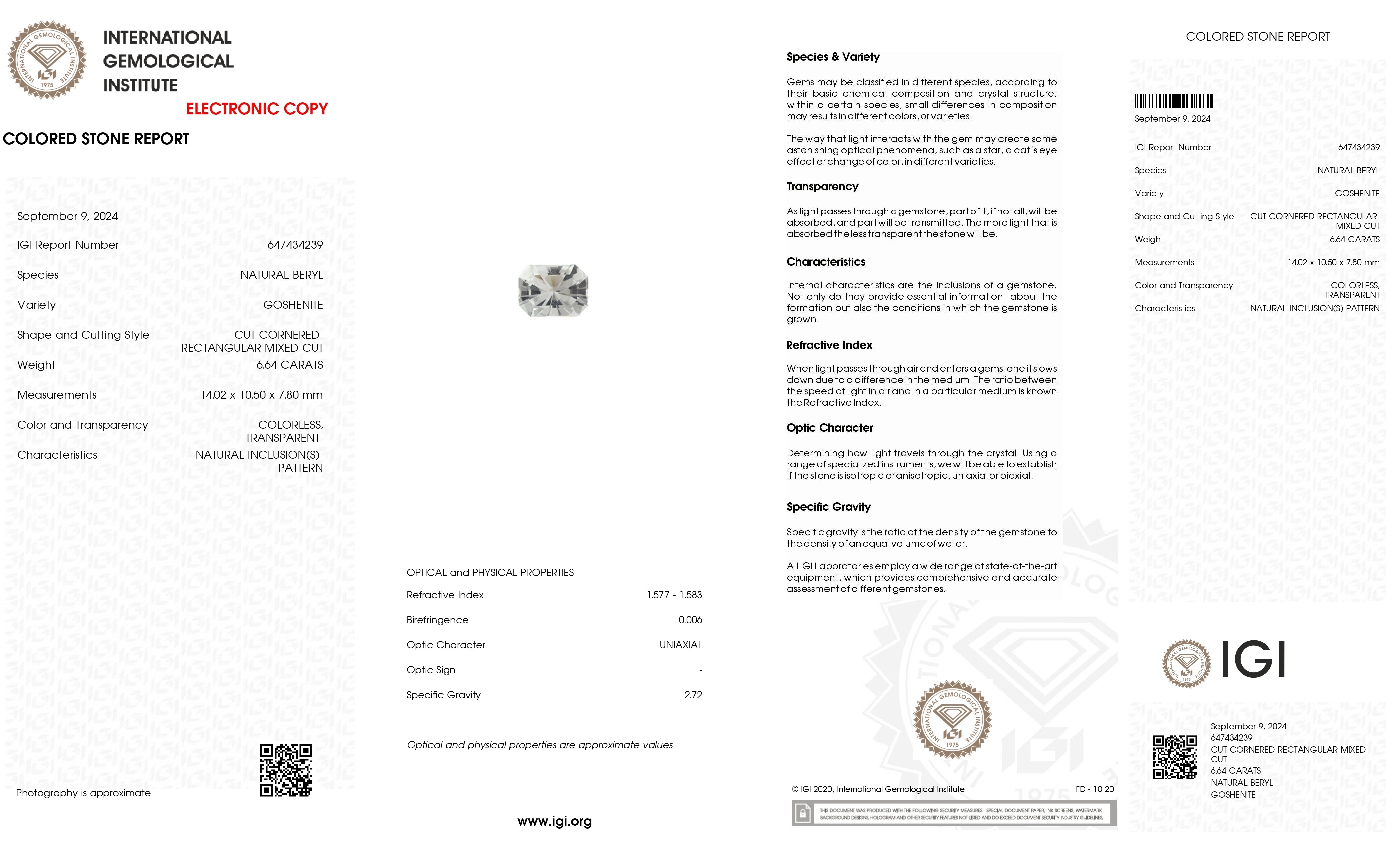 6.64 Ct. Goshenite from Brazil