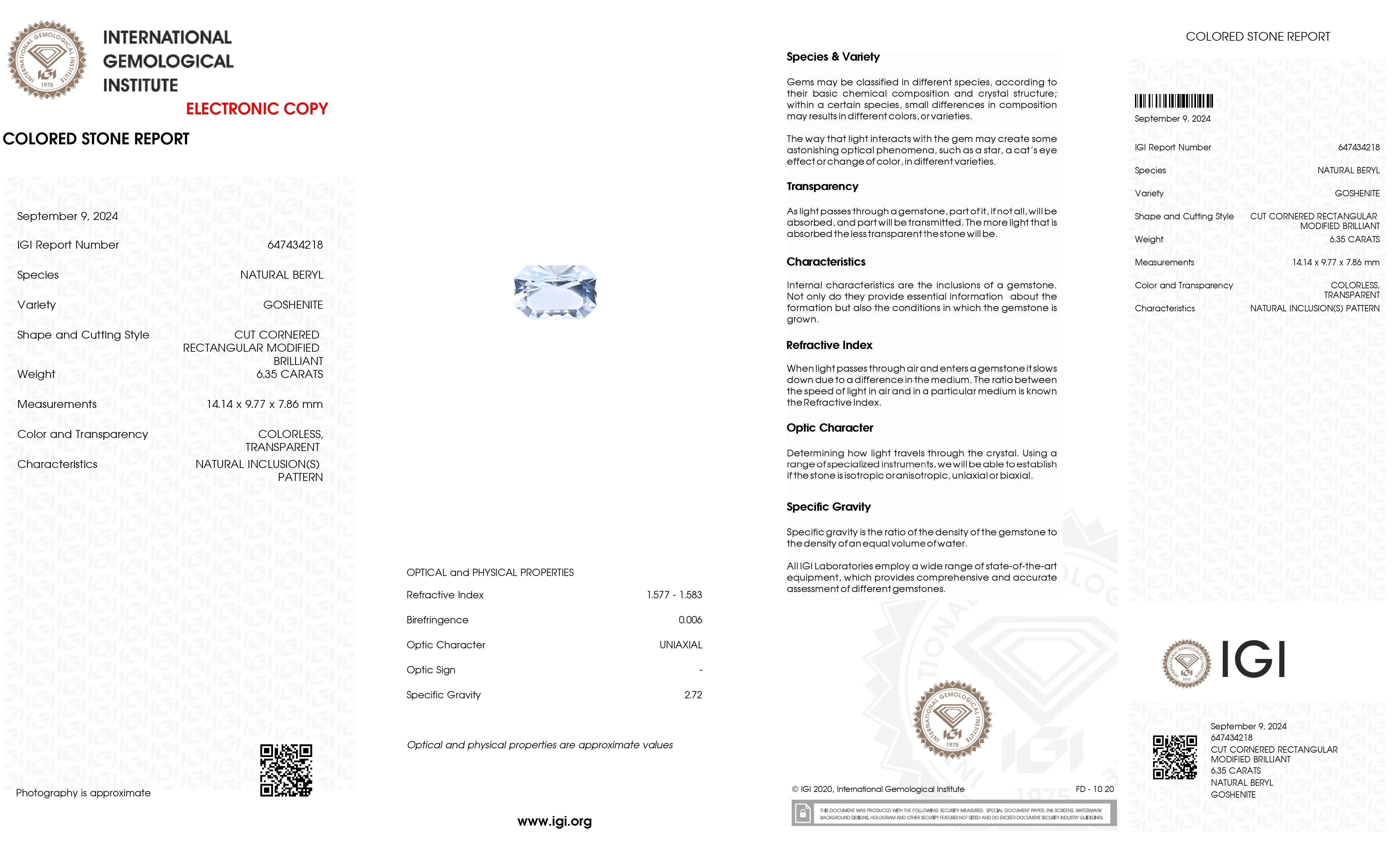 6.35 Ct. Goshenite from Brazil