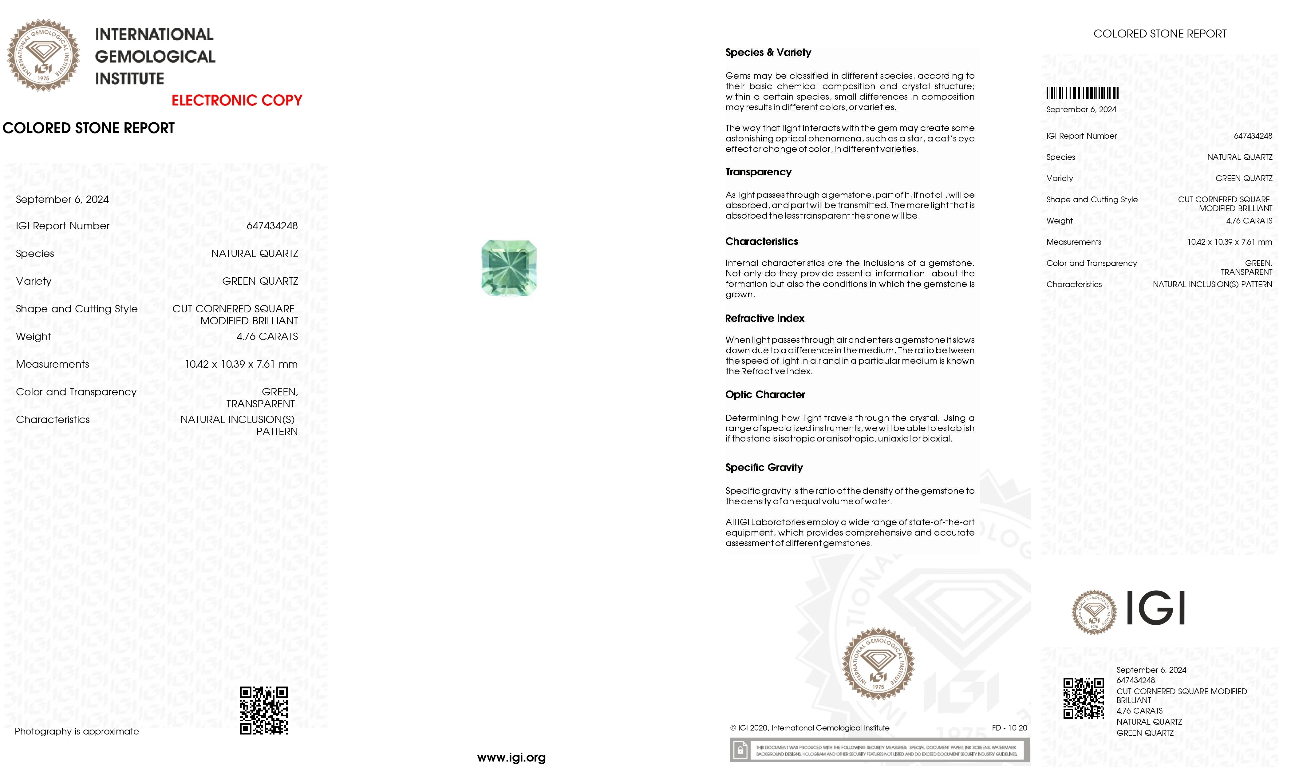 4.76 Ct. Prasiolite from Tanzania
