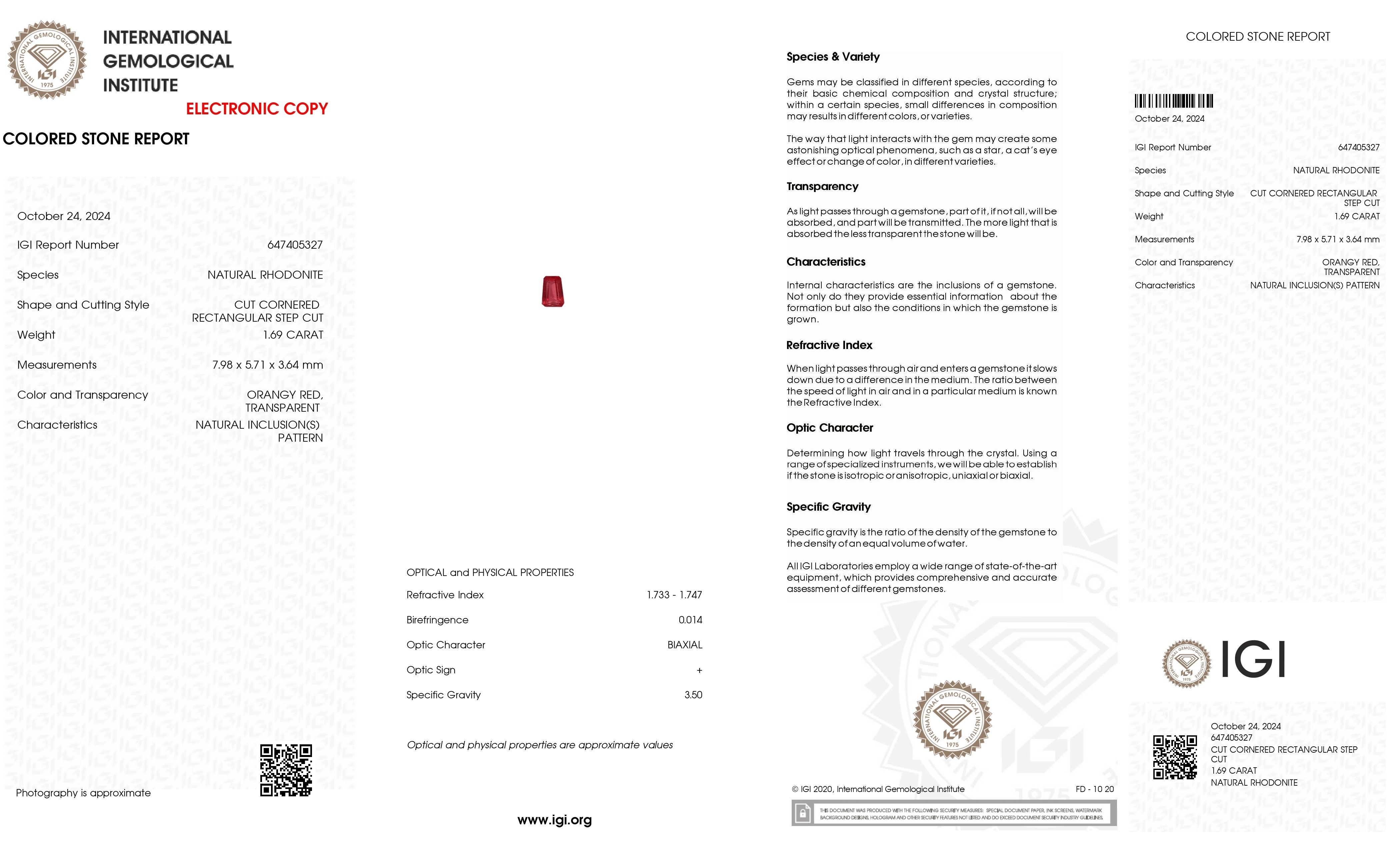 1.69 Ct. Rhodonite from Russia