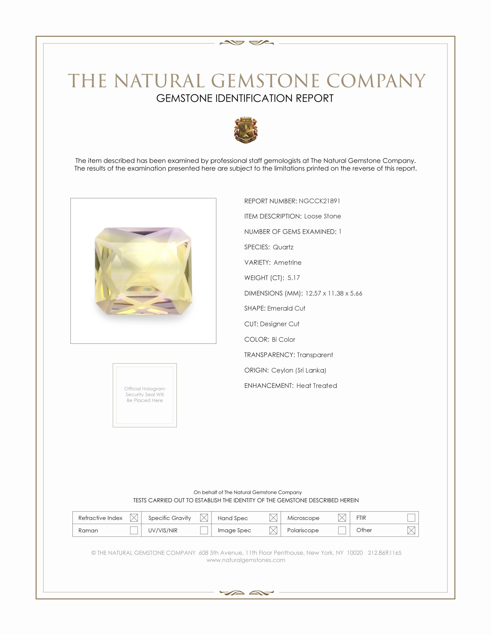 5.17 Ct. Bi Color Ametrine from Ceylon (Sri Lanka)