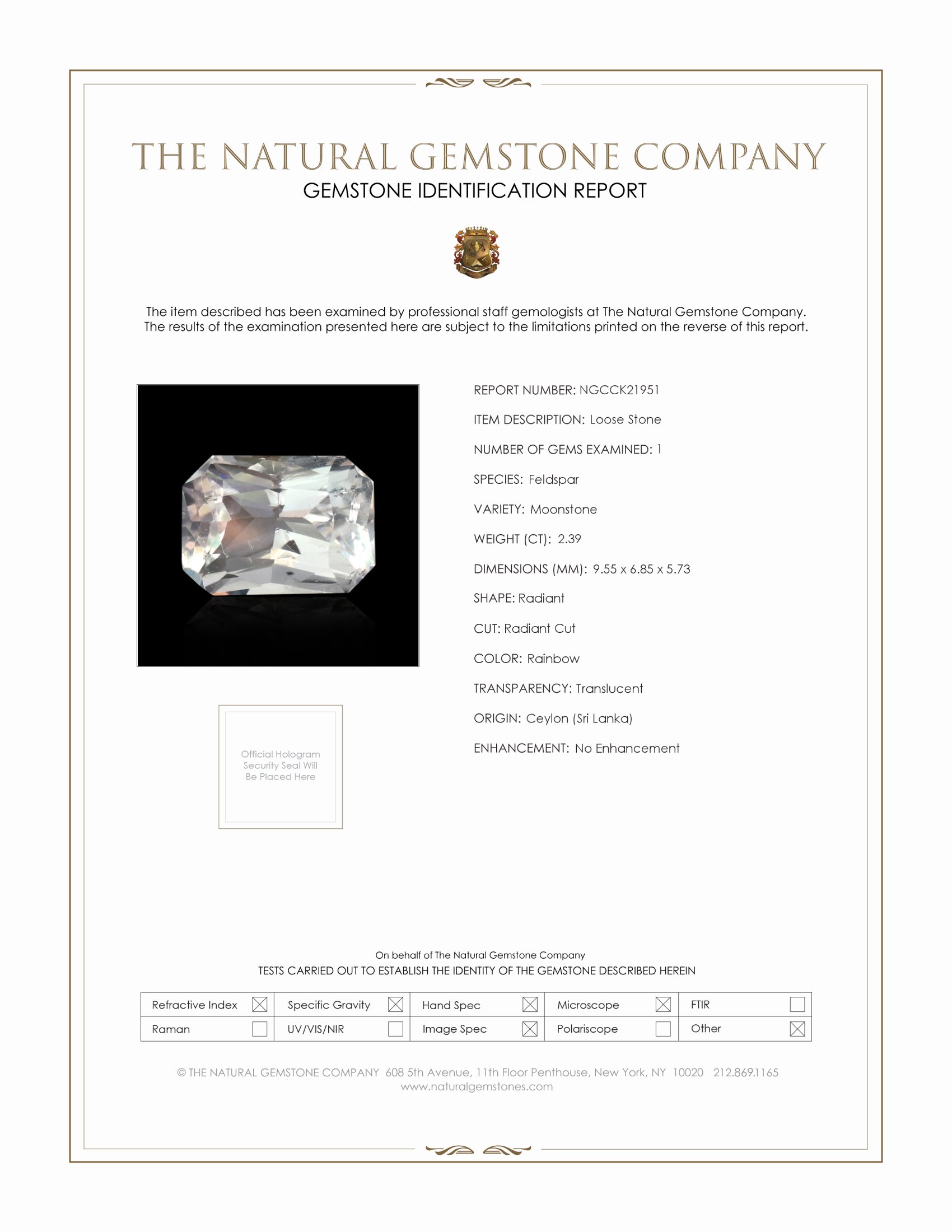 2.39 Ct. Moonstone from Ceylon (Sri Lanka)