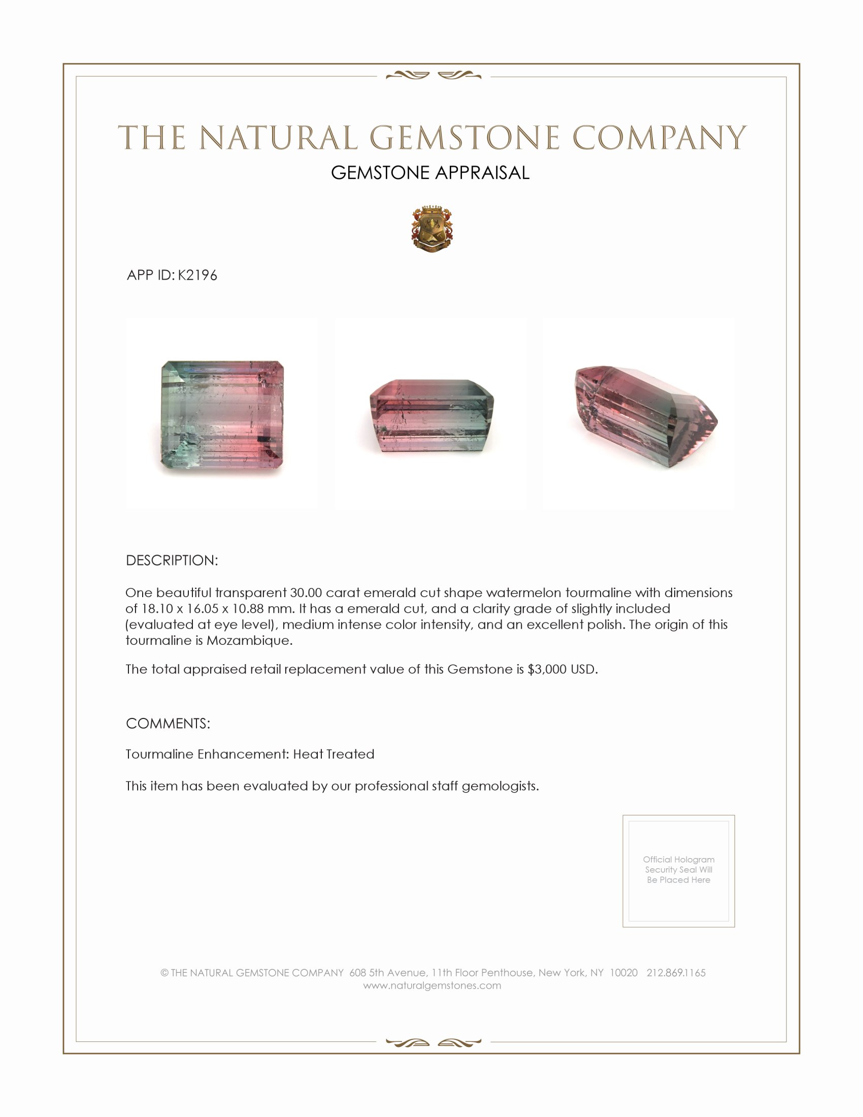 30.00 Ct. Tourmaline from Mozambique