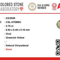 2.76 Ct. Chrysoberyl from Ceylon (Sri Lanka) Scan Report