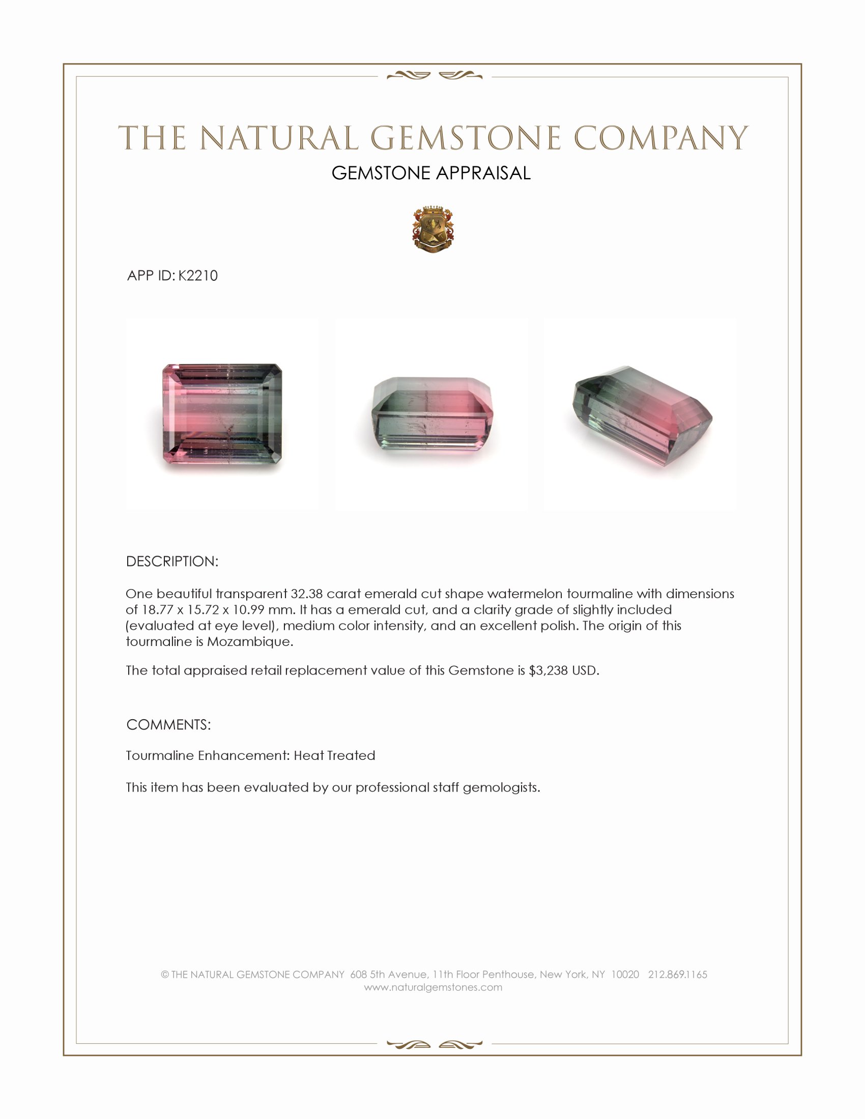 32.38 Ct. Watermelon Tourmaline from Mozambique