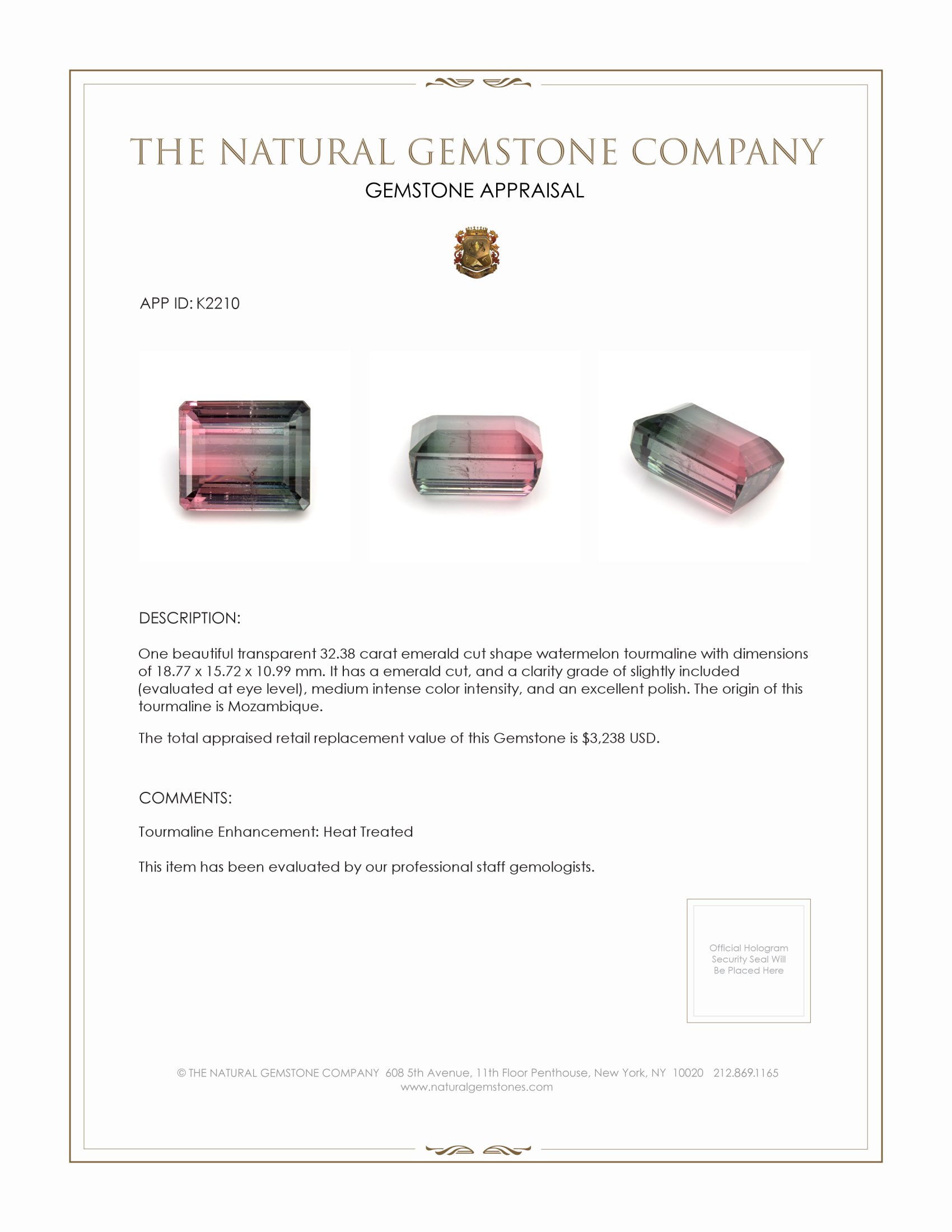 32.38 Ct. Tourmaline from Mozambique