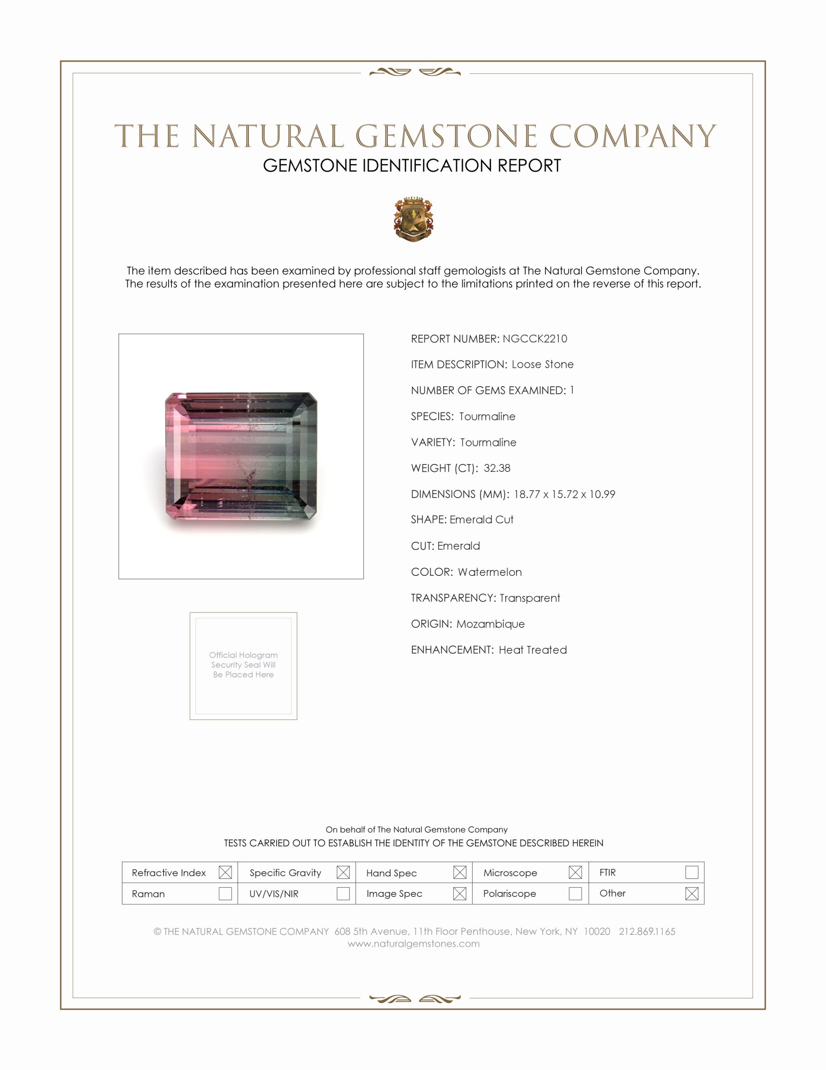 32.38 Ct. Watermelon Tourmaline from Mozambique